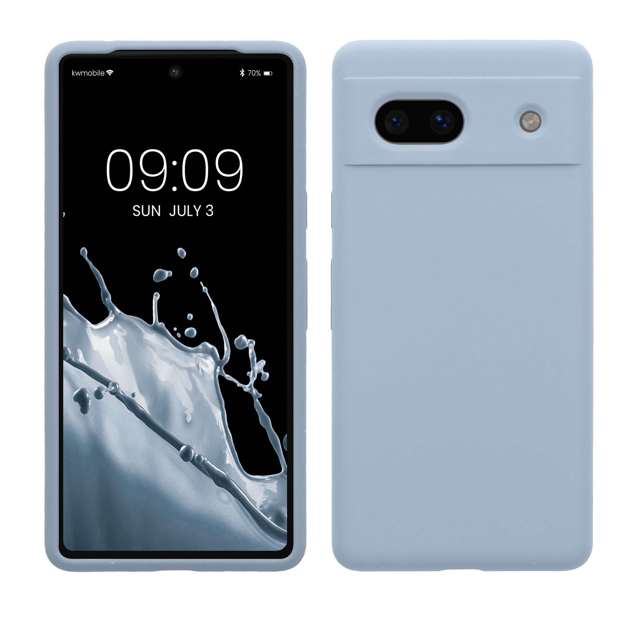 kwmobile Case Compatible with Google Pixel 7a Case - TPU Silicone Phone Cover with Soft Finish - Light Blue Matte