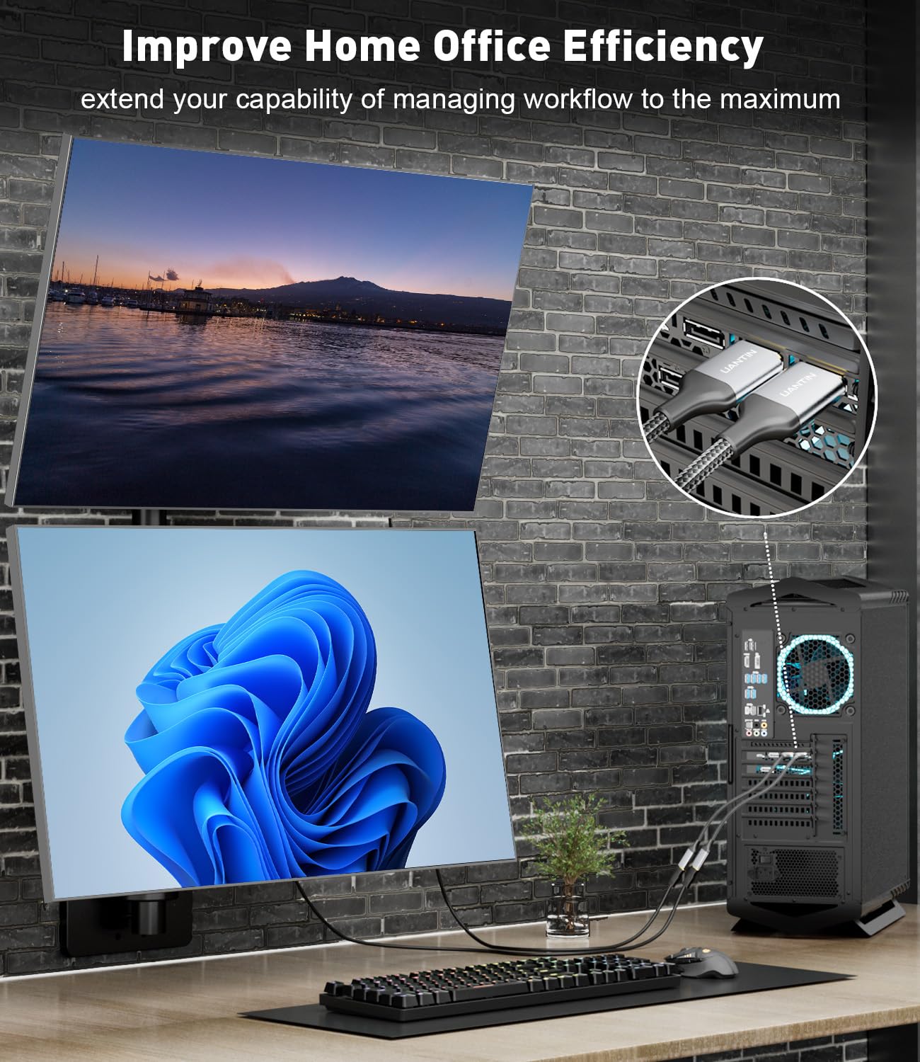 Uantin 5 Pack Display Port To Hdmi 4K Adapter | Braided Dp Displayport Male To Hdmi Female Uni Directional Converter For Pc Dell