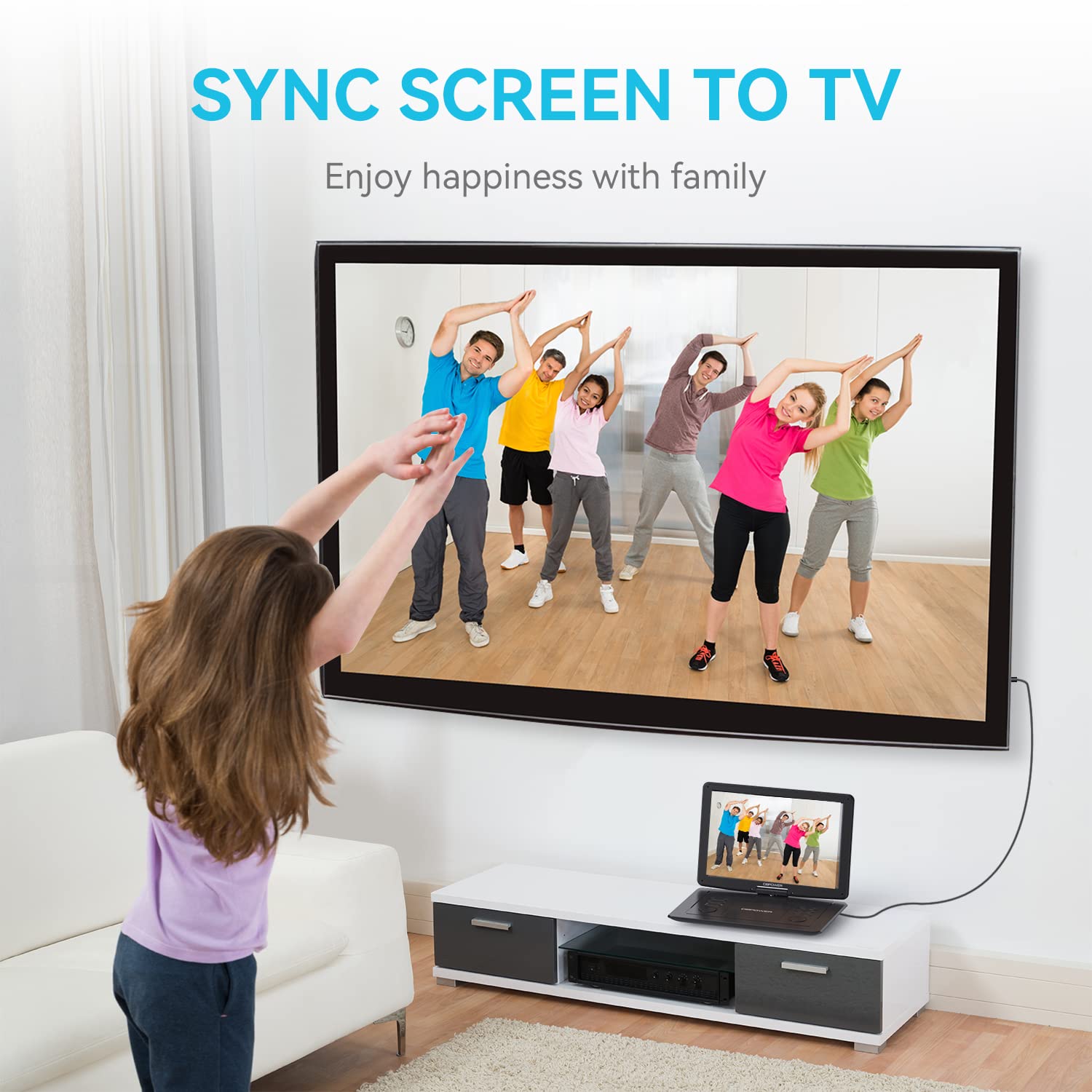 Dbpower 17.9 Portable Dvd Player With 15.6 Large Hd Swivel Screen, 6 Hour Rechargeable Battery, Support Usb/Sd And Multiple Disc