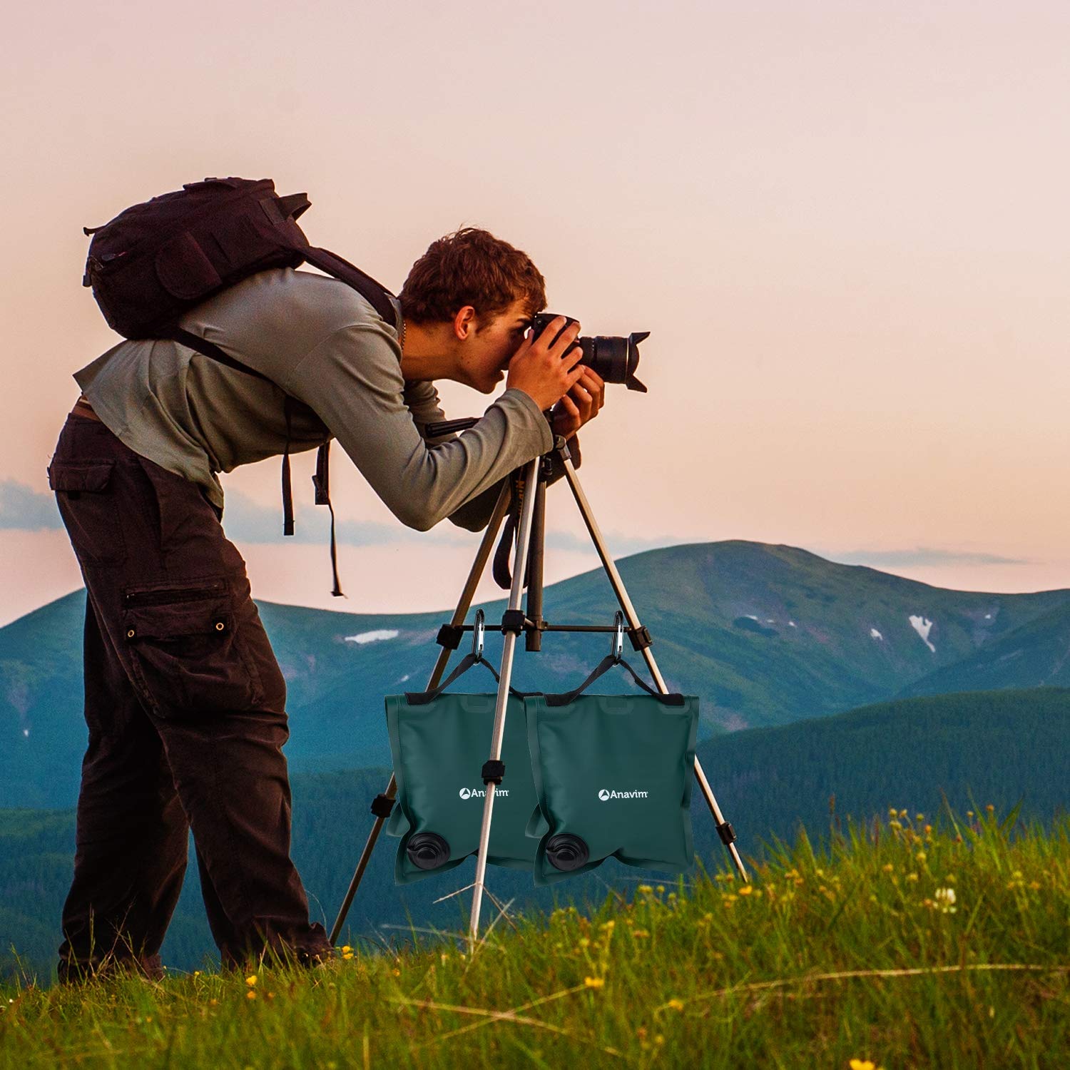 Anavim Heavy Duty Water Weight Bag Saddle Design 4 Pack Photo Video Studio Stand, Backyard, Outdoor Patio, Sports (Green)