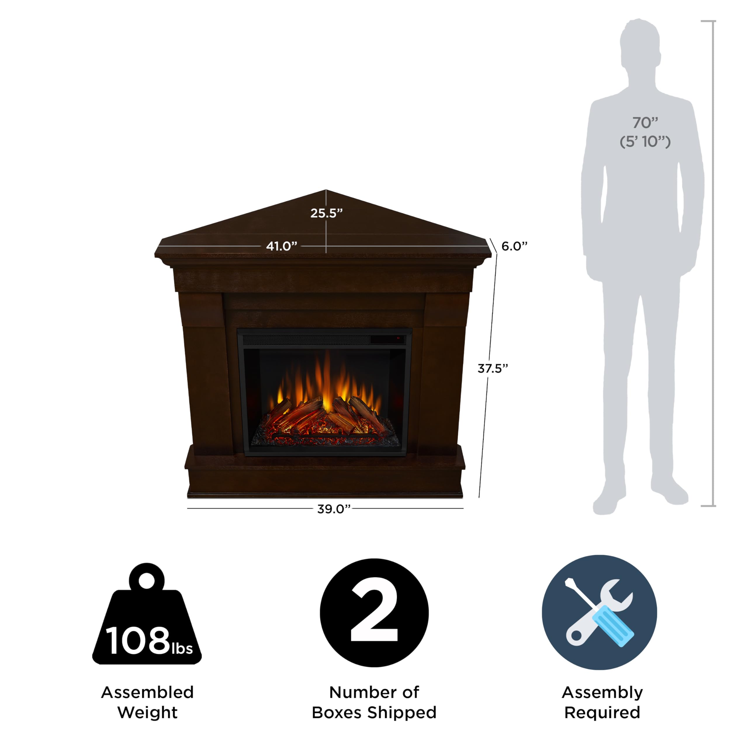 Real Flame Chateau 41'' Corner Electric Fireplace In Dark Walnut