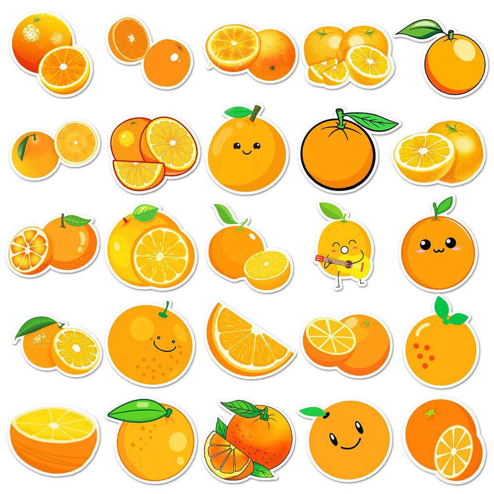 Orange Stickers |50Pcs Orange Waterproof Vinyl Decals For Water Bottles Laptop Luggage Cup Computer Mobile Phone Skateboard Guit
