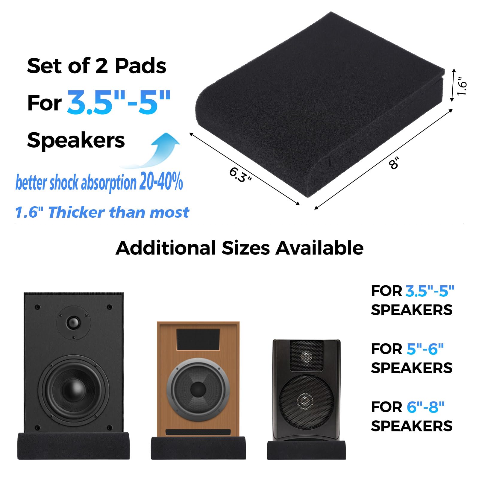 Qdvdq 2 Pack Studio Monitor Isolation Pads, Acoustic Speaker Isolation Pads, Angled Speaker Foam Stand, High Density Acoustic Fo