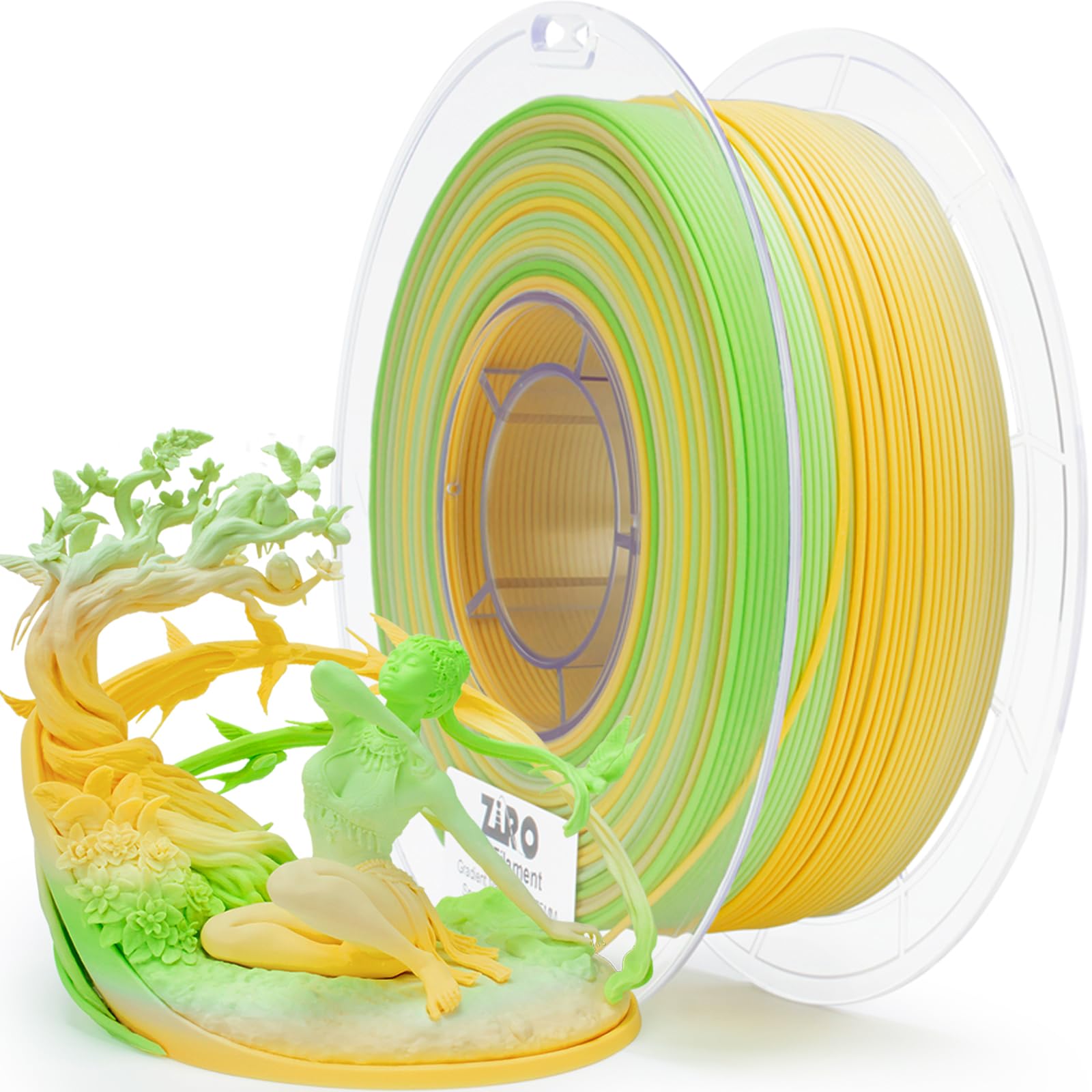 ZIRO Fast Color Changing Filament, Matte Multi Colors 3D Printer Filament, Rainbow PLA Materia, Dimensional Accuracy +/-0.03mm, 