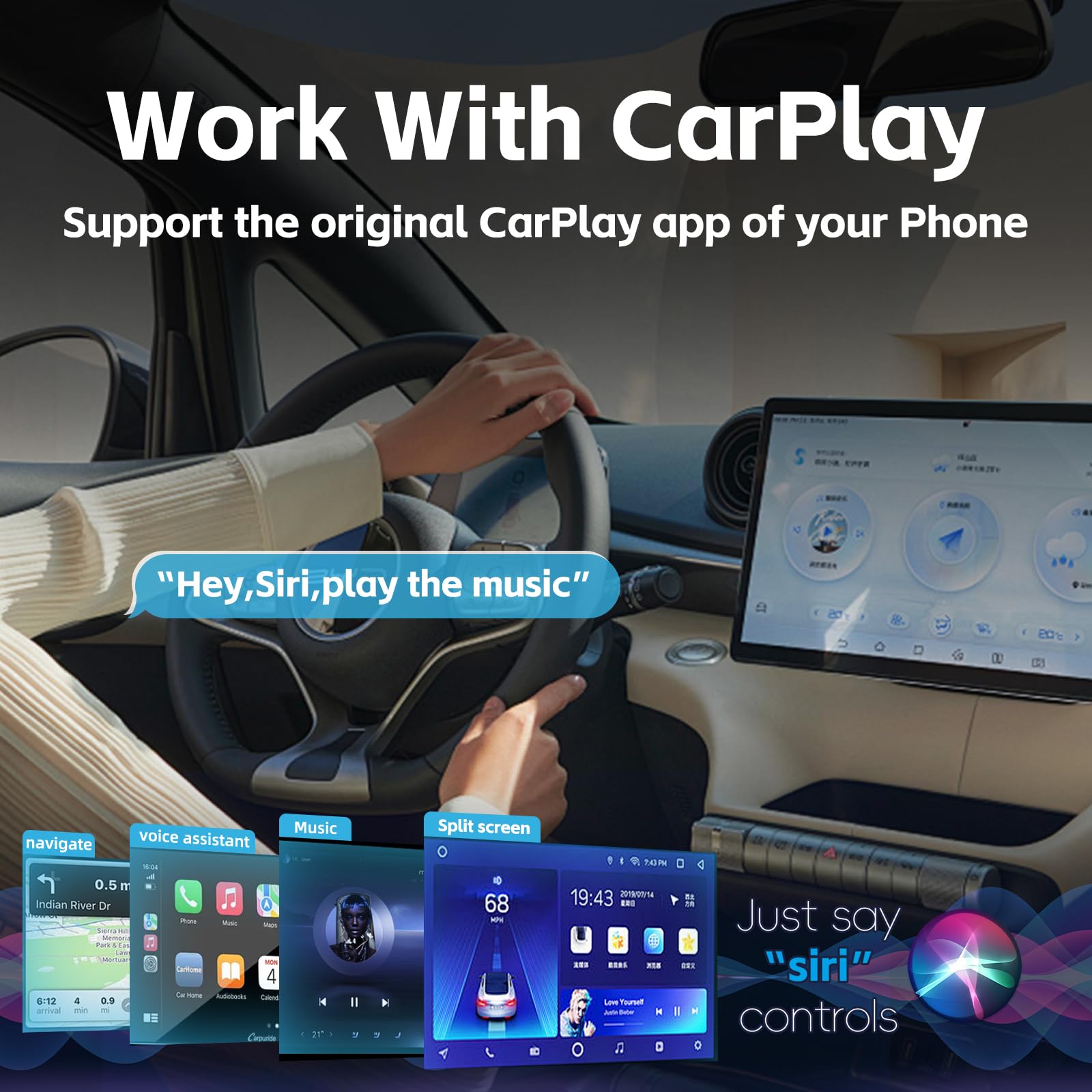 Larlarsa Wireless Carplay Adapter, Converts Wired To Wireless Carplay Adapter For Iphone, Plug & Play Compatible For Cars From 2