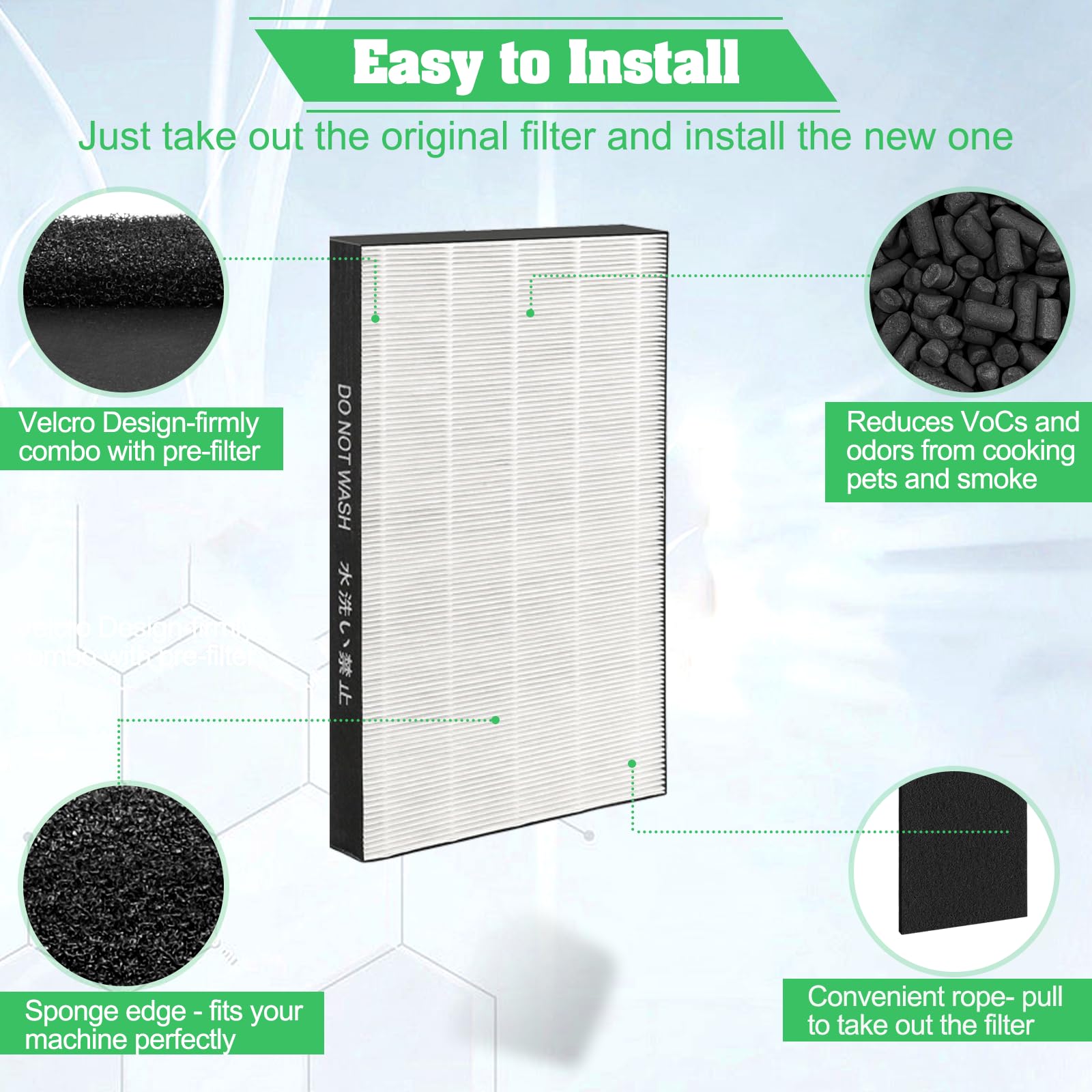 2 Pack Kc850U Filter Compatible With Sharp Air Purifier Replacement Kc 850U Filter Hepa, Replacement Part # Fz C100Hfu