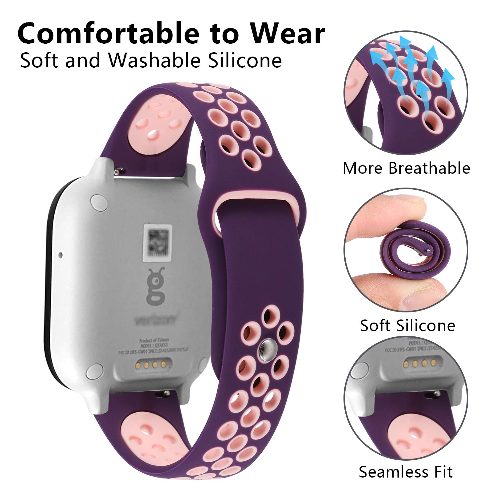 Kuaguozhe Compatible With Gizmo Watch Band Replacement For Kids, Breathable Soft Silicone Band Compatible With Gizmo Watch 3/2 /