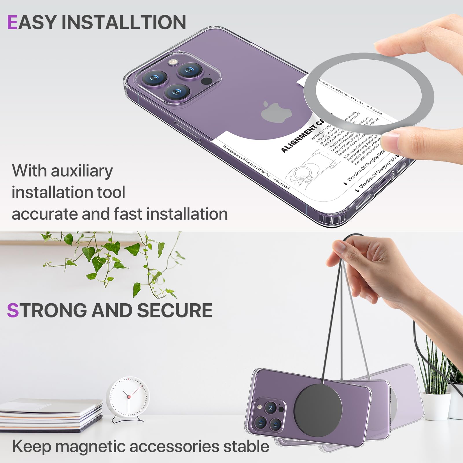 Qiruicomy 2Pcs Mag Magnetic Ring, Universal Mag Ring For Iphone 15/14/13/12 Series, Samsung Galaxy, Compatible With Mag Magnetic