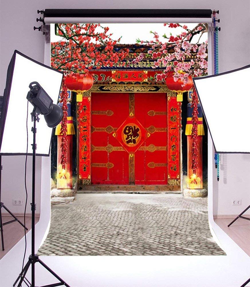 Laeacco 3X5Ft Vinyl Photography Backdrop Chinese Classical Theme Spring Festival Scene Photo Background Studio Props For New Year Family Decoration