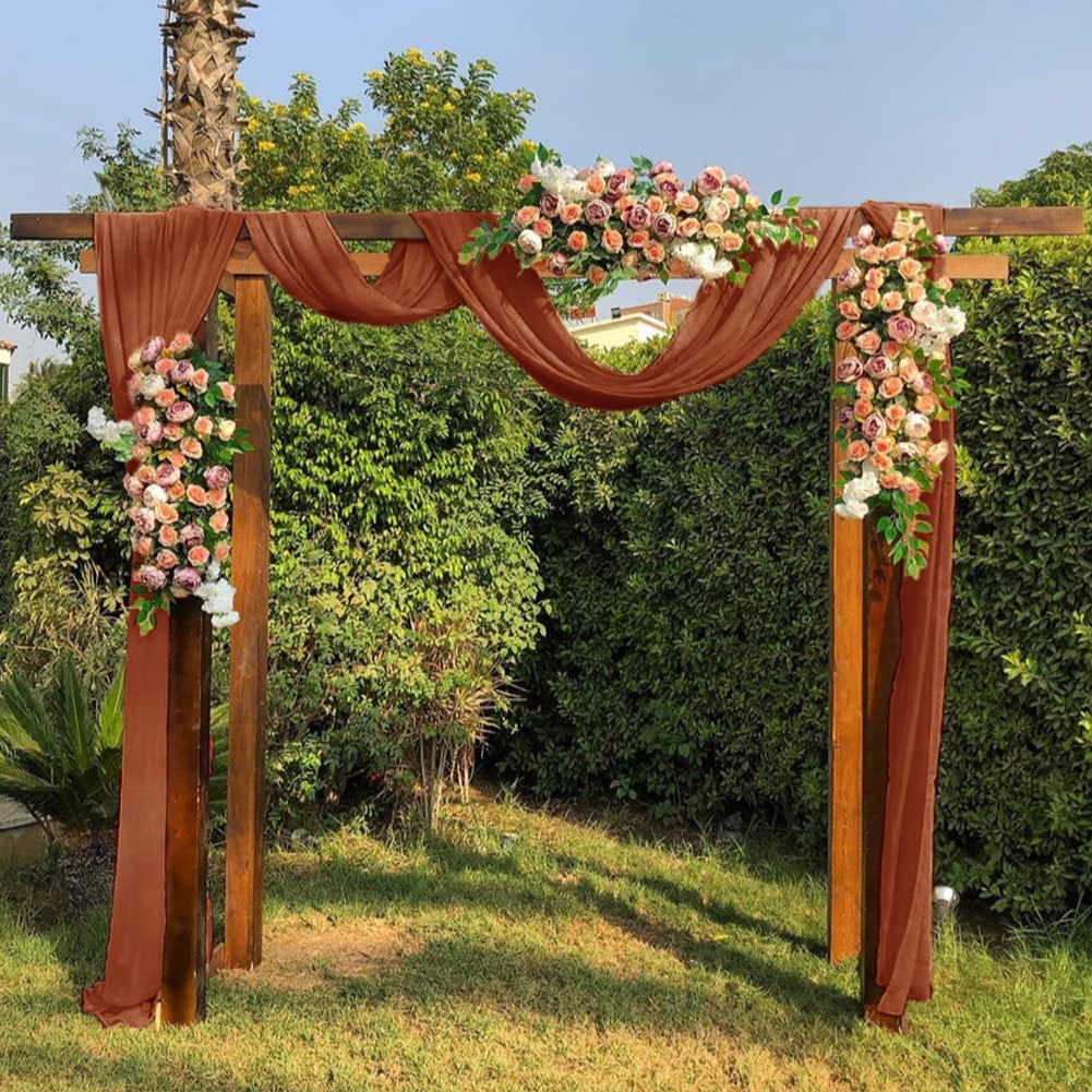 Socomi Wedding Arch Draping Fabric 1 Panel 29'' X 19Ft Terracotta Sheer Chiffon Curtain Drapes 6 Yards For Wedding Ceremony Birt