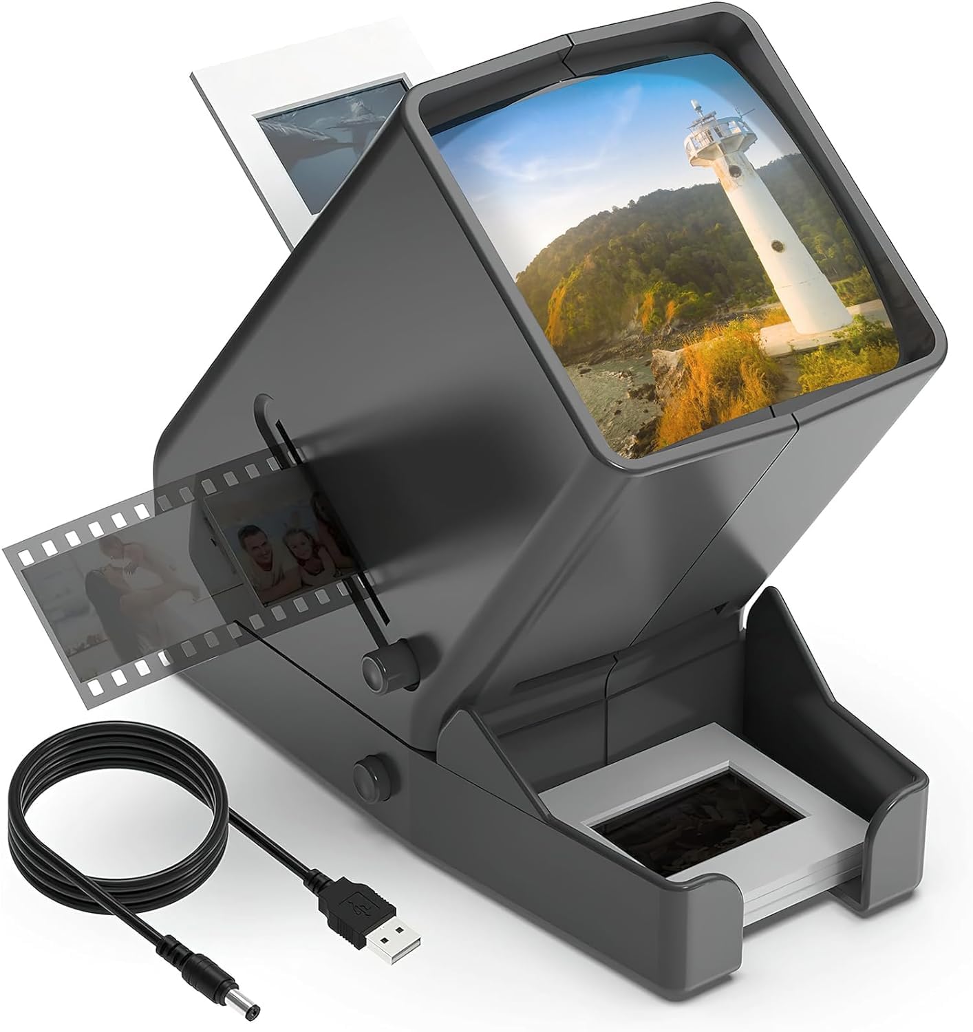 Led Lighted Illuminated Viewing For 35Mm Slide And Positive Film Negatives,3X Magnification,Usb Powered,Slide And Film Viewer,4A