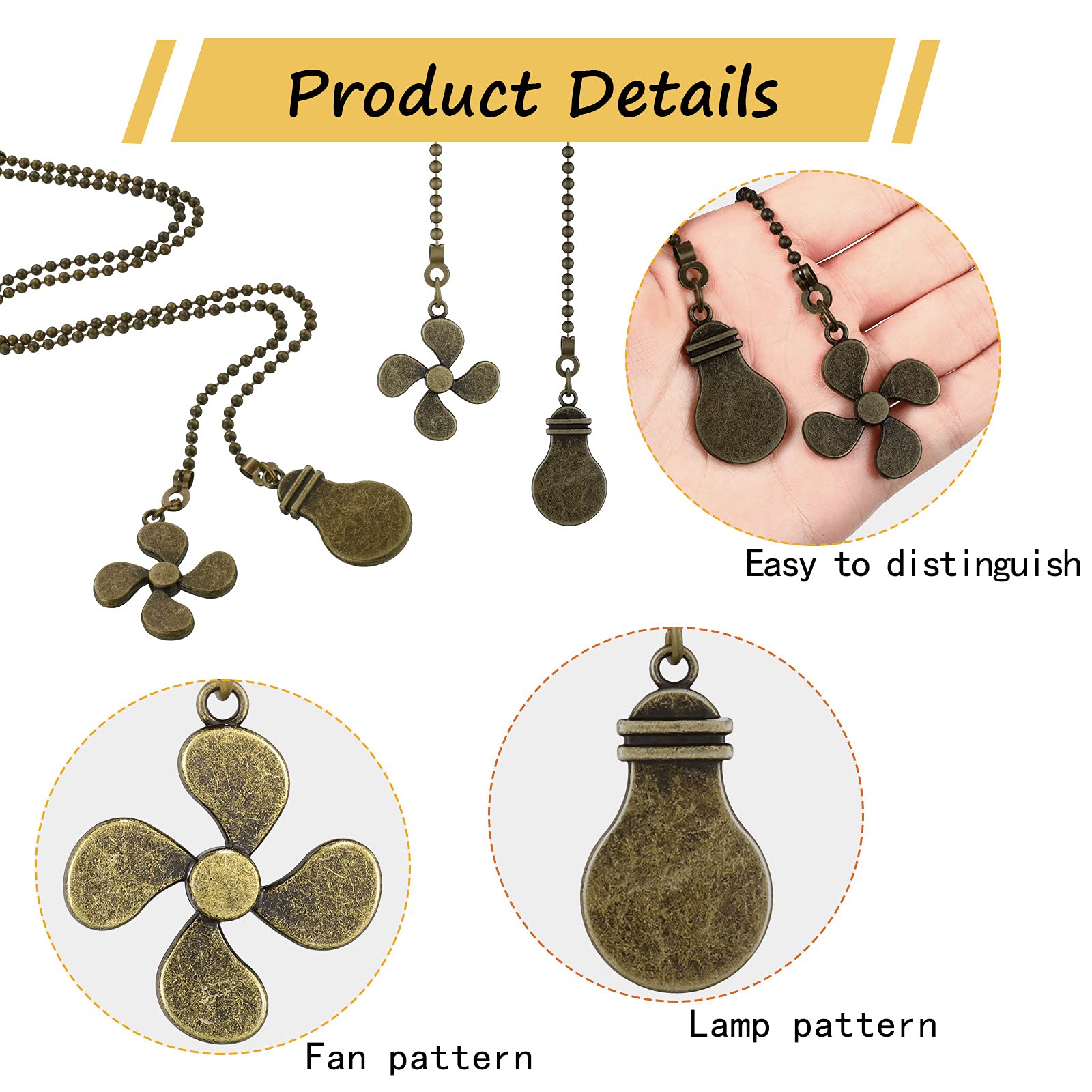 8 Pieces Bronze Pull Chains Ceiling Fan Chain Extension Bronze Star Pull Chain Pendant 12 Inch Ceiling Moon Chain Extender Ornam