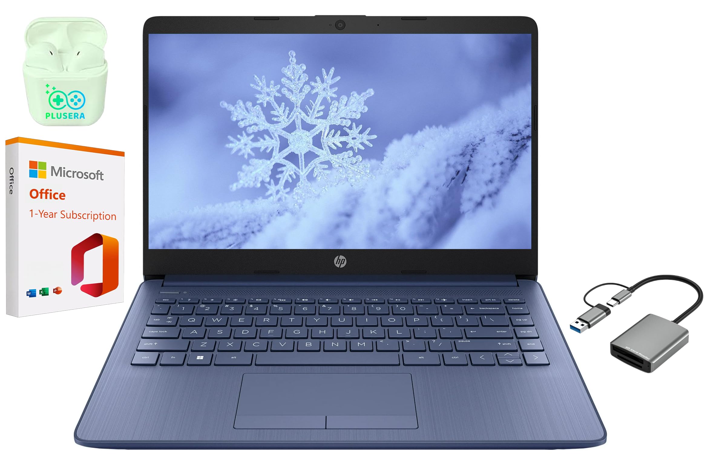 HP 14 LED Business Laptop Computer, 8GB RAM 320GB Storage (64GB eMMC+256GB SD Card), Intel Quad-Core N4120, Windows 11 S Laptop 