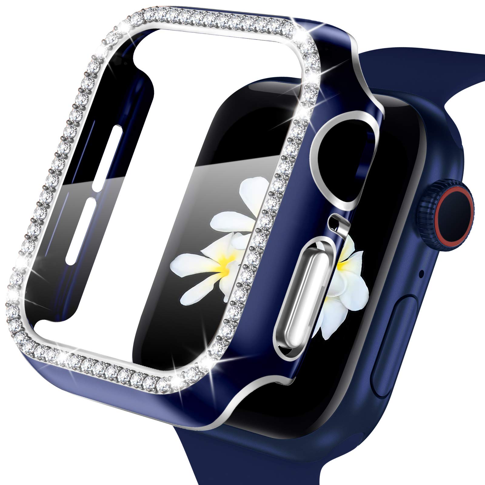 Zaroto Bling Case Compatible For Apple Watch Se, All Around Hard Pc Case With Tempered Glass Screen Protector For Iwatch 38Mm, I
