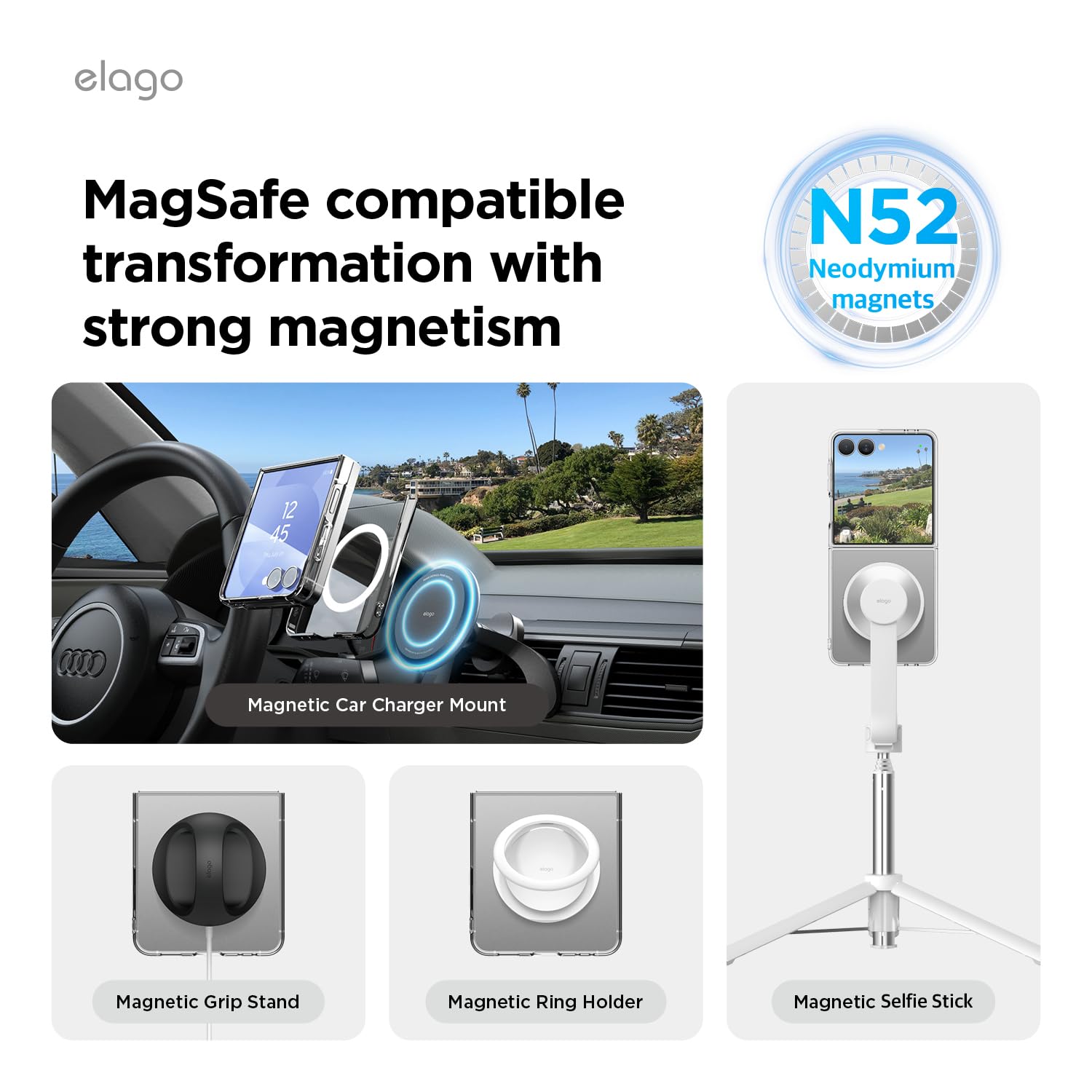 Elago Magnetic Clear Case Compatible With Samsung Galaxy Z Flip 7 Case - Compatible With Magsafe Charger, Strong Magnetic Power,