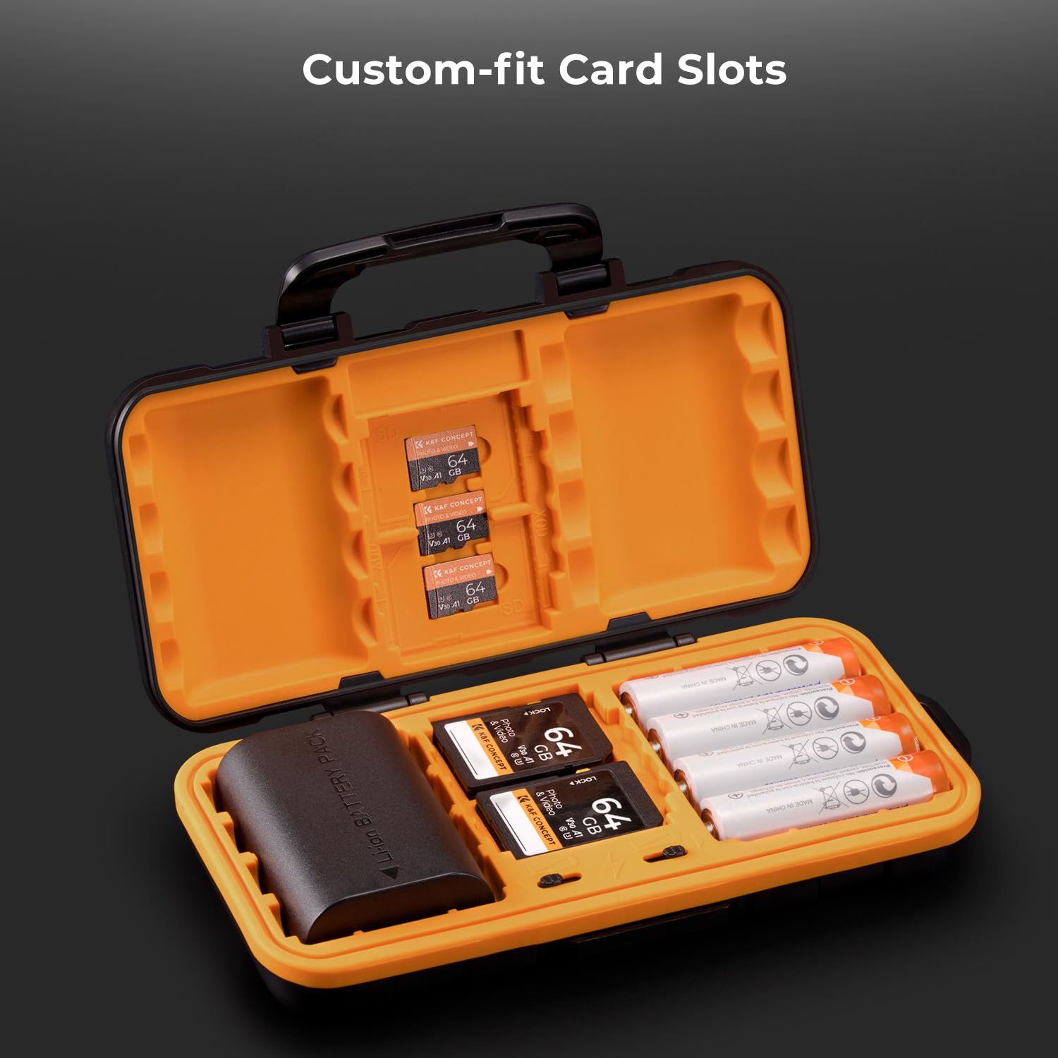 K&F Concept Camera Battery Sd Card Holder For 4 Sd Cards, 2 Camera Batteries, 6 Tf Cards, 2 Cf Cards Or 2 Xqds, Water Resistant And Anti Shock Case, Camera Accessories, Small Sd Card Case