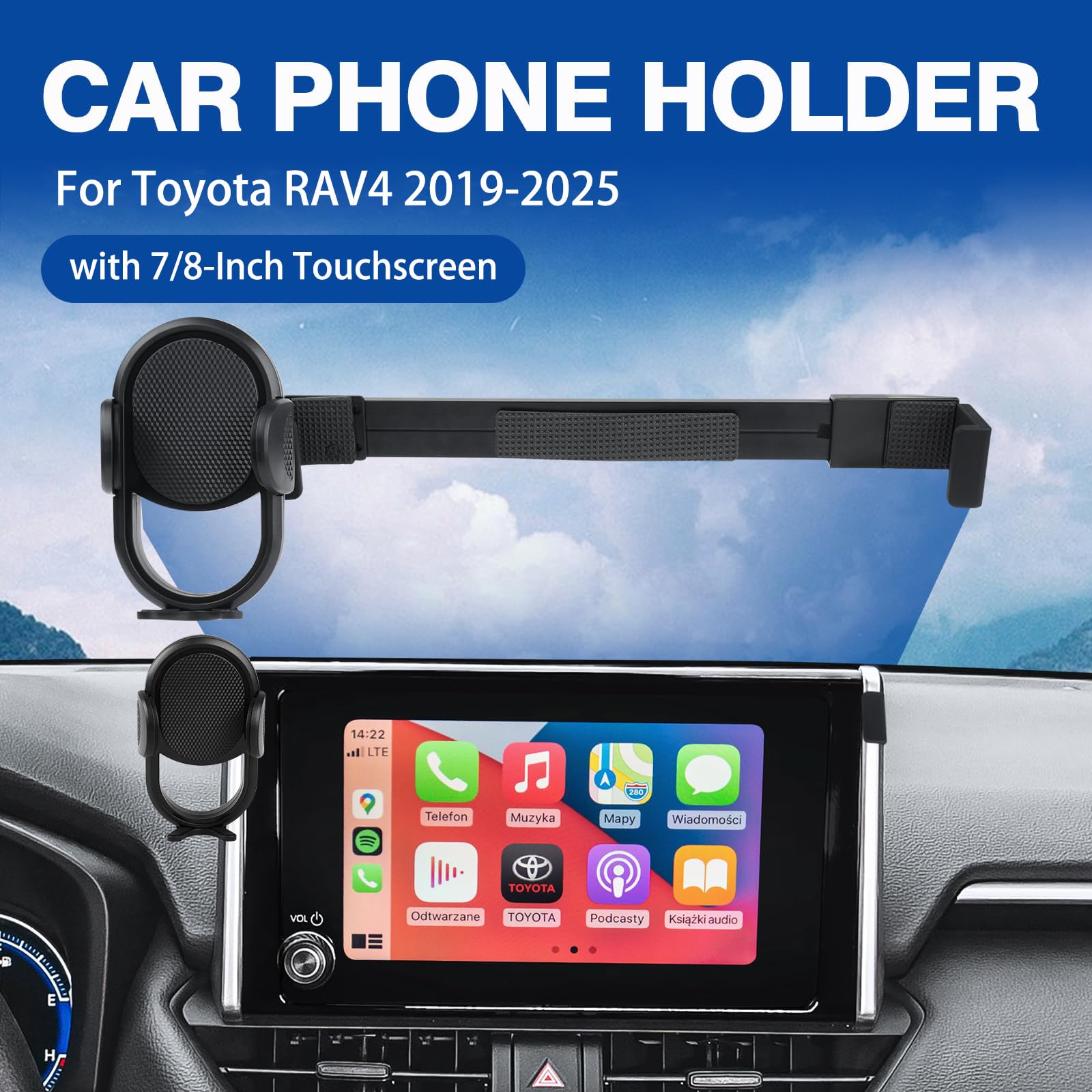 Autorder Car Phone Holder For 2019-2025 Toyota Rav4 Accessories Phone Mount 7/8-Inch Screen Cell Car Automobile Cradles Hands-Fr