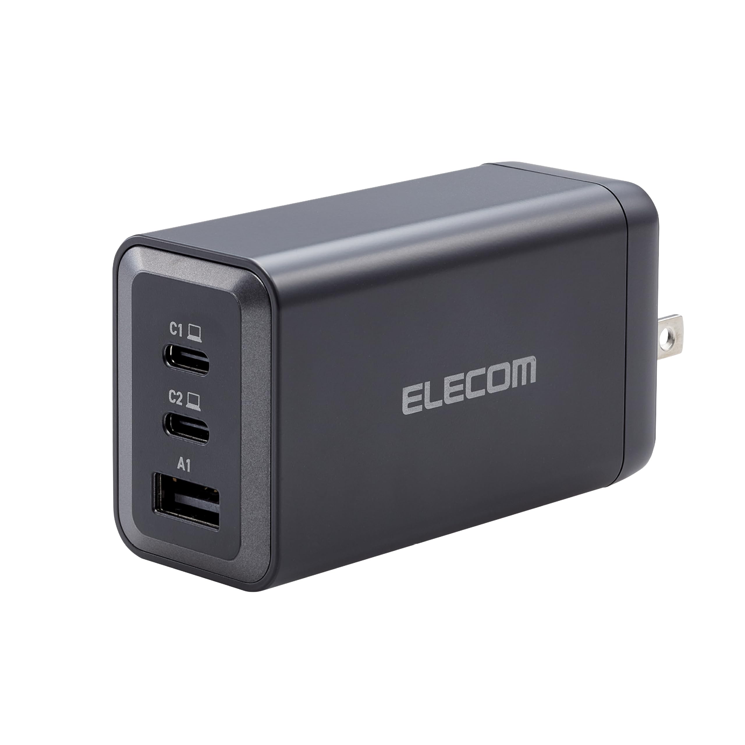 Elecom 120W Usb C Wall Charger Block, 3 Multi Port Gan Ii Smart Pd, Ultra-Fast Charging, Compact Power Adapter For Multiple Devi