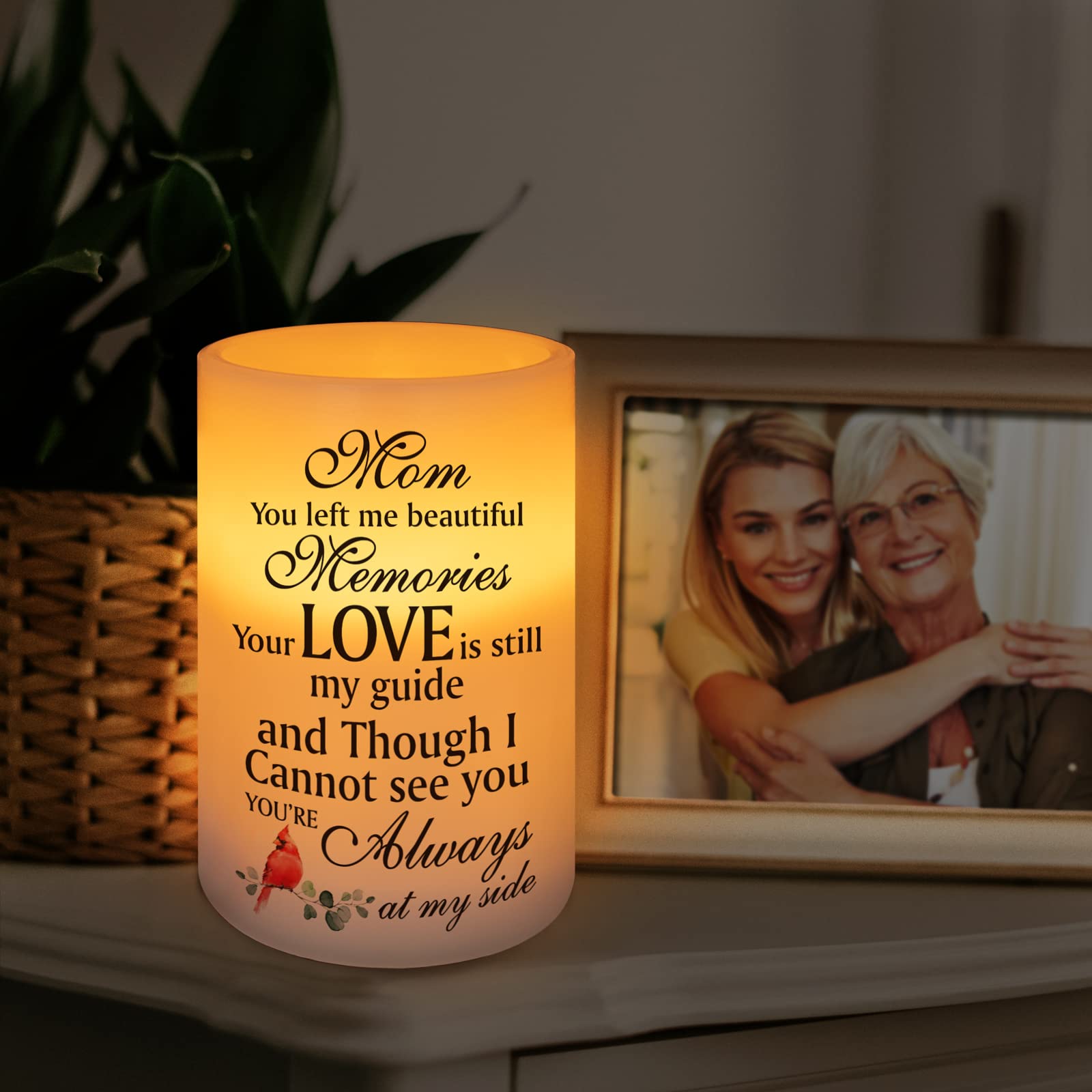 Hn Haiinaa Flameless Memorial Candle, Real Wax Led Light With Timer Sympathy Gift Bereavement Gifts For Loss Of Mother Memorial