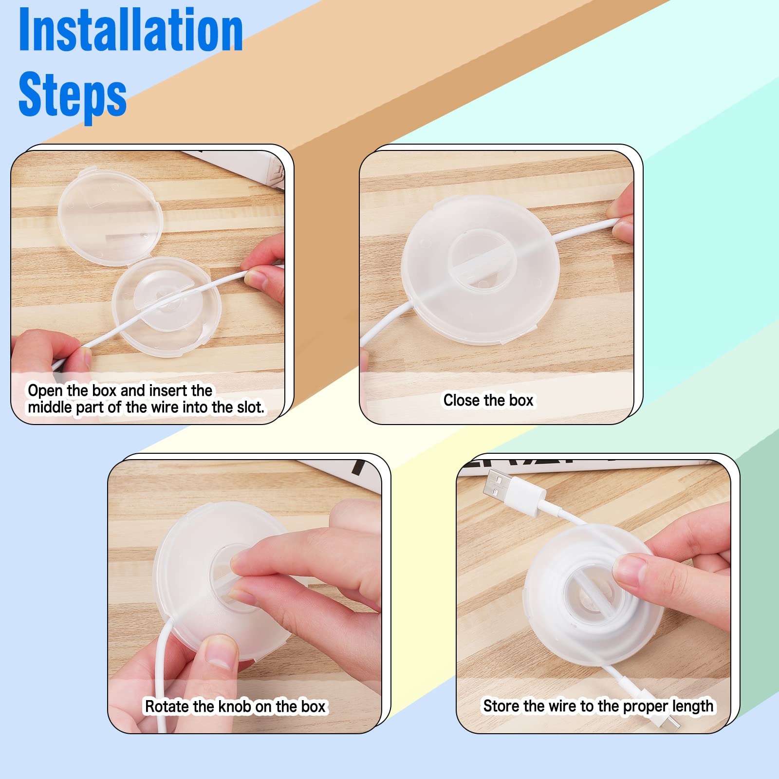 9 Pcs Charging Cord Organizer Portable Charger Cord Holder Round Storage Cable Winder Retractable Cable Management Flexible Usb