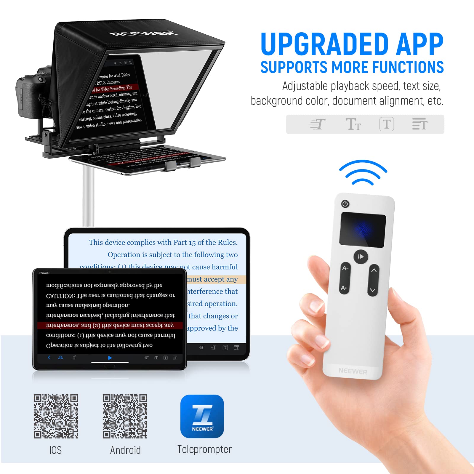 Neewer Teleprompter X14 With Rt 110 Remote & App Control (Bluetooth Connection Via Neewer Teleprompter App), Portable No Assembl