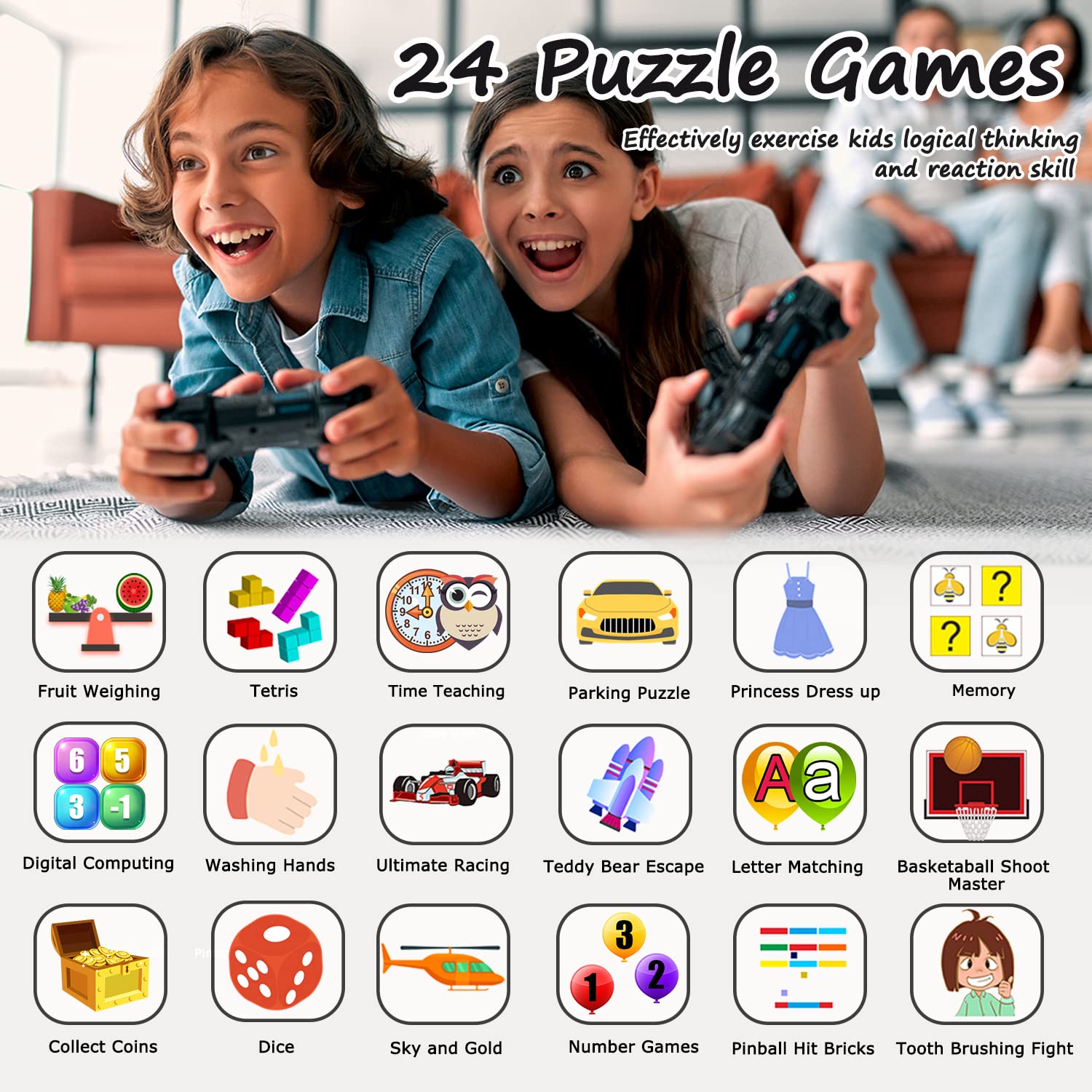 Smart Watch For Kids With 24 Games, Hd Touch Screen, Video Camera, Music Player, Pedometer, Flashlight, Alarm Clock - 12/24 Hr K