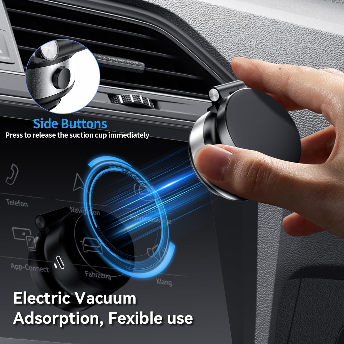 Electric Vacuum Magnetic Suction Phone Holder,Xo Adjustable And Foldable Car Mount,Strong Magnetic Car Phone Holder For Iphone16