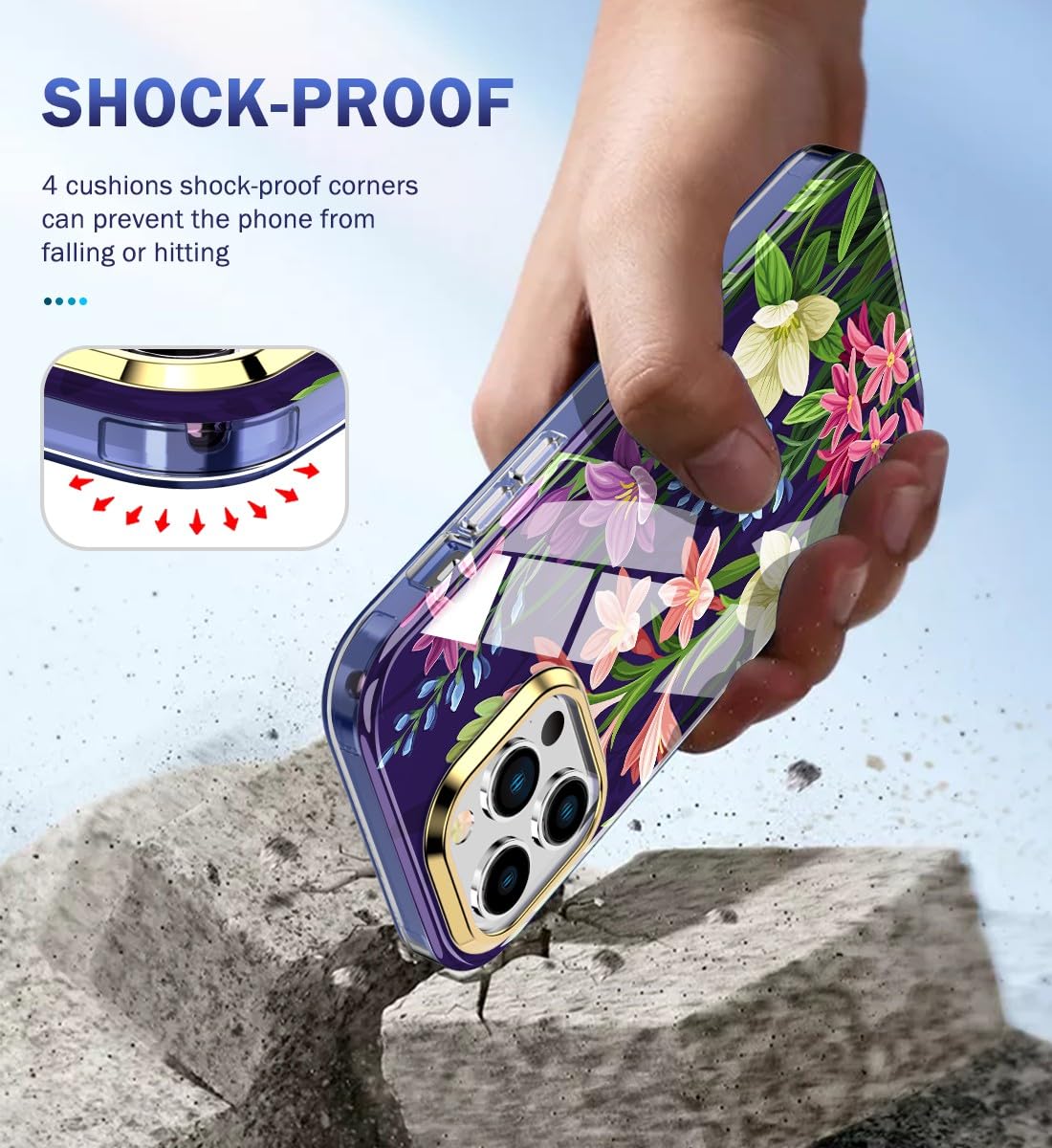 Turquiase Cute Flower Case For Iphone 13 Pro Max 6.7 Inch Built With Screen Protector, Lightweight And Stylish Full Body Shockpr