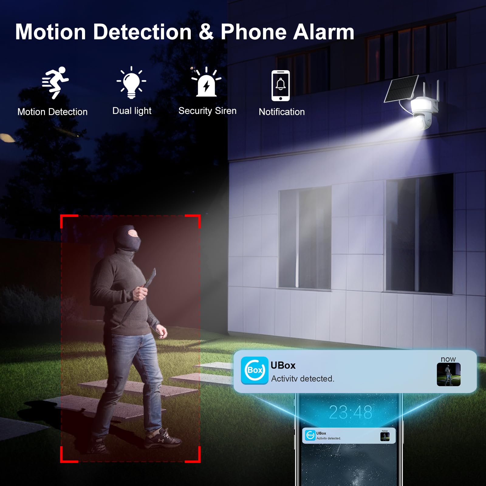 Enster 4G Lte Cellular Security Camera Outdoor Wireless, 2K Solar No Wifi Security Camera With Floodlight, Spotlights, Pir Motio