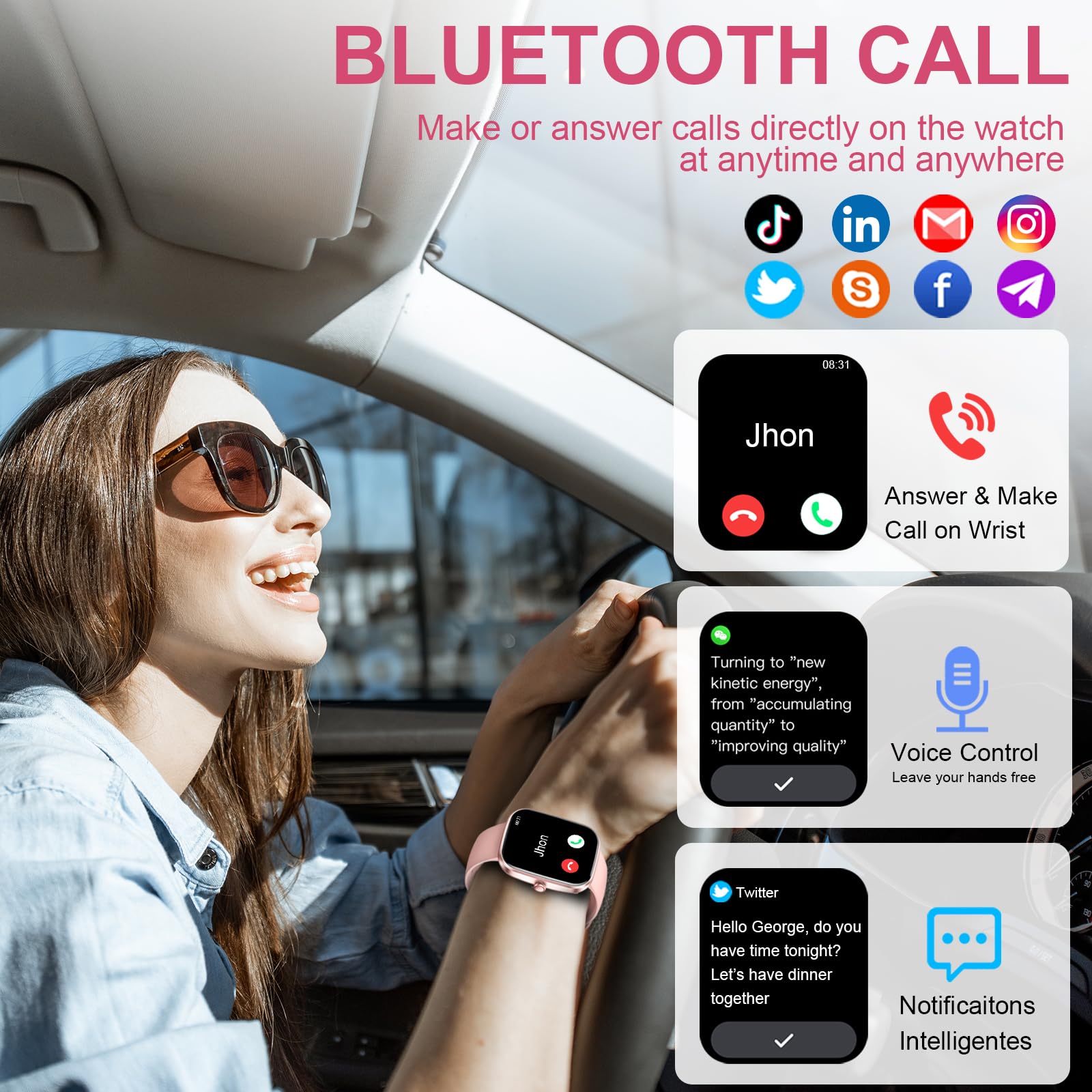 Kuizil Smart Watch, 1.91 '' Smartwatch For Men Women (Answer/Make Call), Fitness Tracker With 100+ Sport Modes, Ip68 Waterproof,