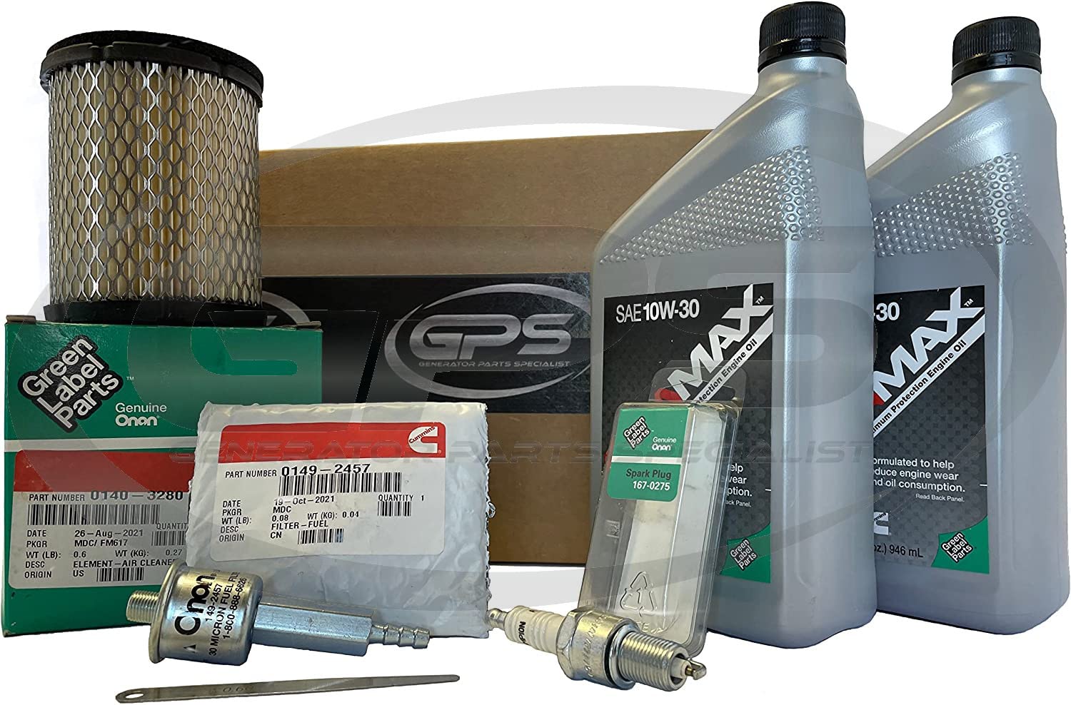 Gps Generator Parts Specialist Tune Up Kit For Cummins Onan Rv Generator Model Ky 4000 With Onamax 10W30 Oil For Use With Spec P