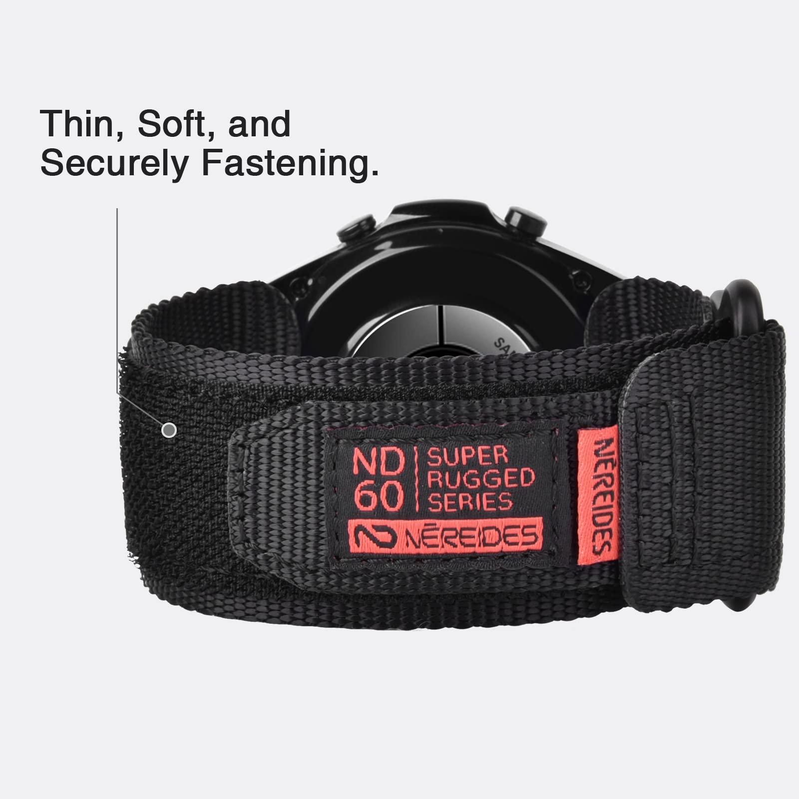 Nereides Band Compatible With Samsung Galaxy Watch 3 45Mm/Galaxy Watch 46Mm/Gear S3 Frontier/Classic, 22Mm Nylon Sport Replacement Strap For Men Women (Black,L)