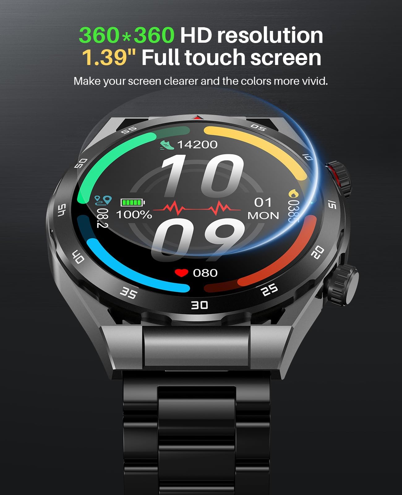 Earlysincere Smart Watch With Bluetooth Call,1.39 '' Smartwatches For Men Women, Fitness Watch With Blood Oxygen/Hr/Sleep, Ip67