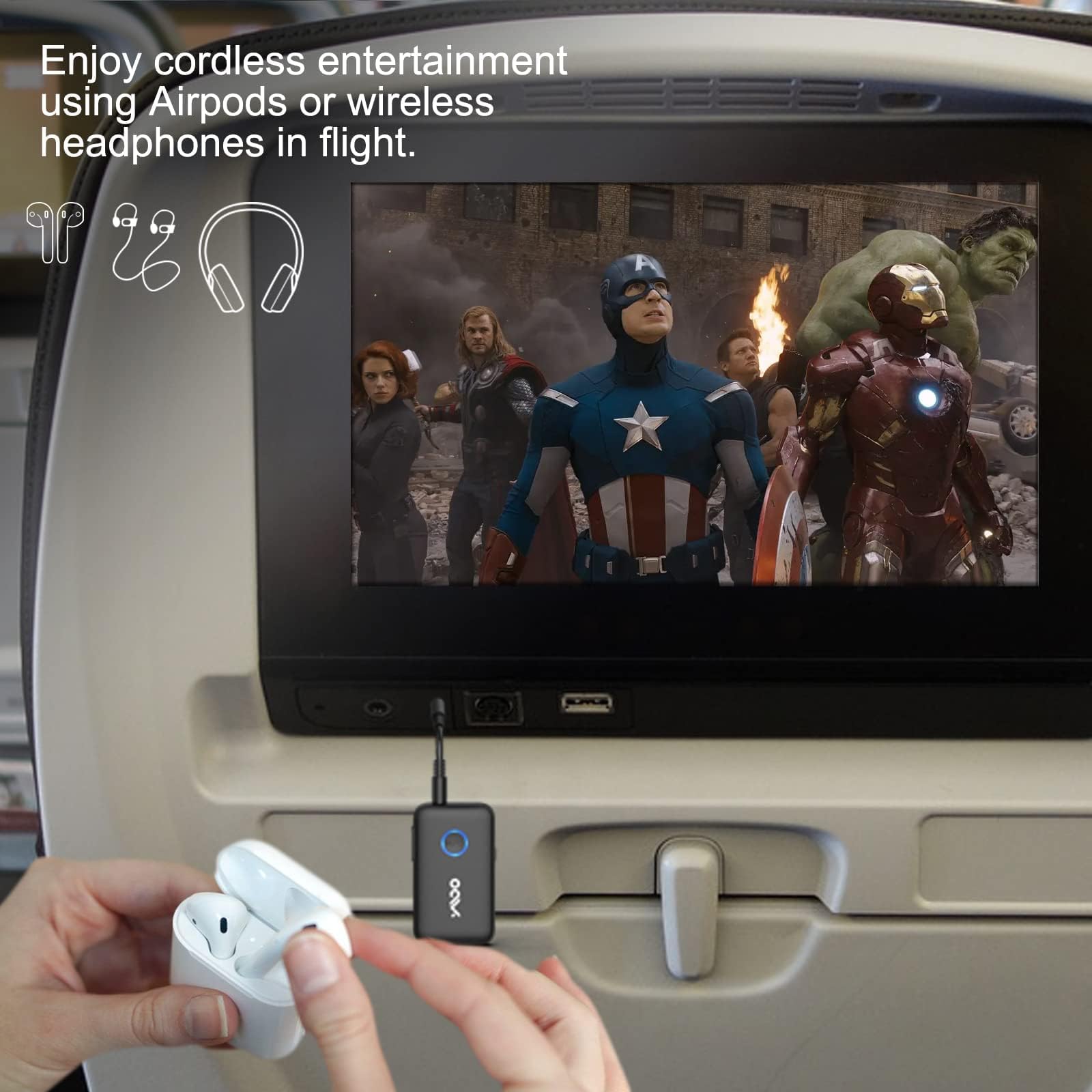 [Bluetooth Transmitter & Receiver] Ymoo Bluetooth 5.3 Audio Adapter For Tv/Airplane/Bluetooth Headphones/Speaker, 3.5Mm Jack Aux