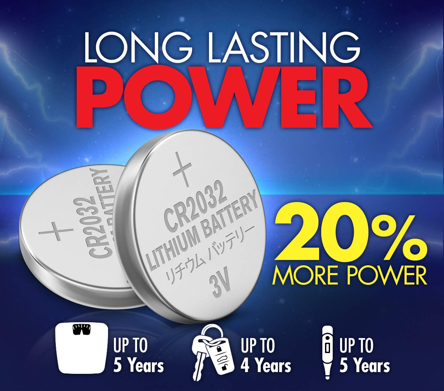 Powermax Acdelco Cr2032 3V Lithium Coin Cell Battery, Watch And Electronics Button Batteries, Silver, 10 Count