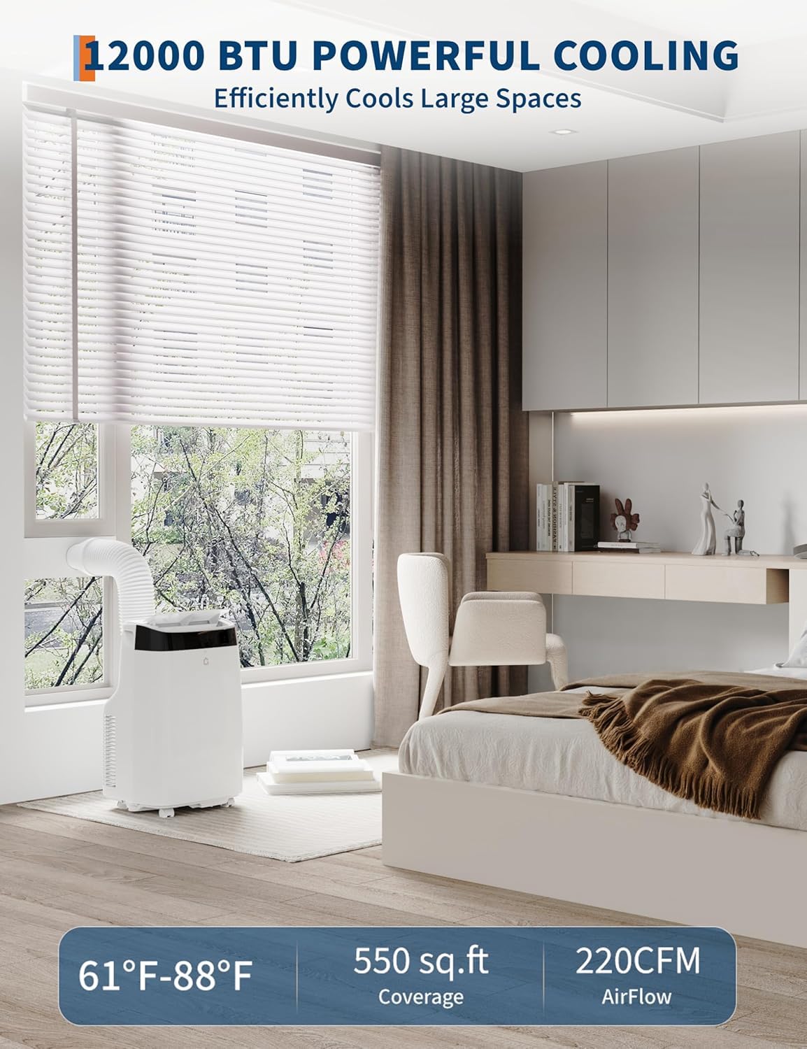 12000 Btu Portable Air Conditioners, 3-In-1 Free Standing Cooling Ac Unit With Fan & Dehumidifier, Quiet Air Condicionado Coolin