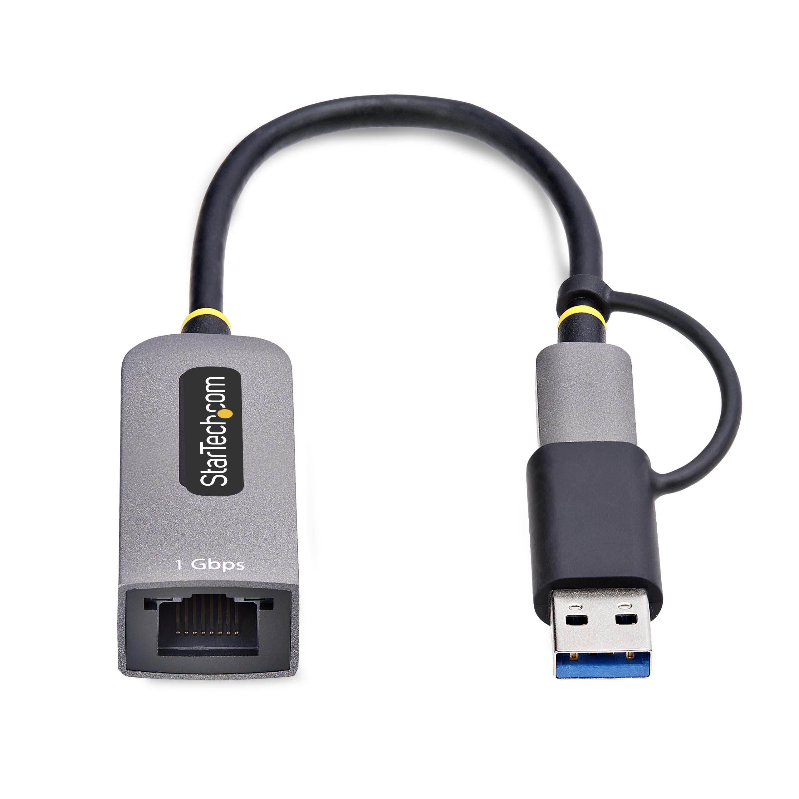Startech.Com Usb C To Ethernet Adapter W/Usb A Dongle, 10/100/1000Mbps, Usb Gbe Adapter, 6In/15Cm Attached Cable, Status Leds
