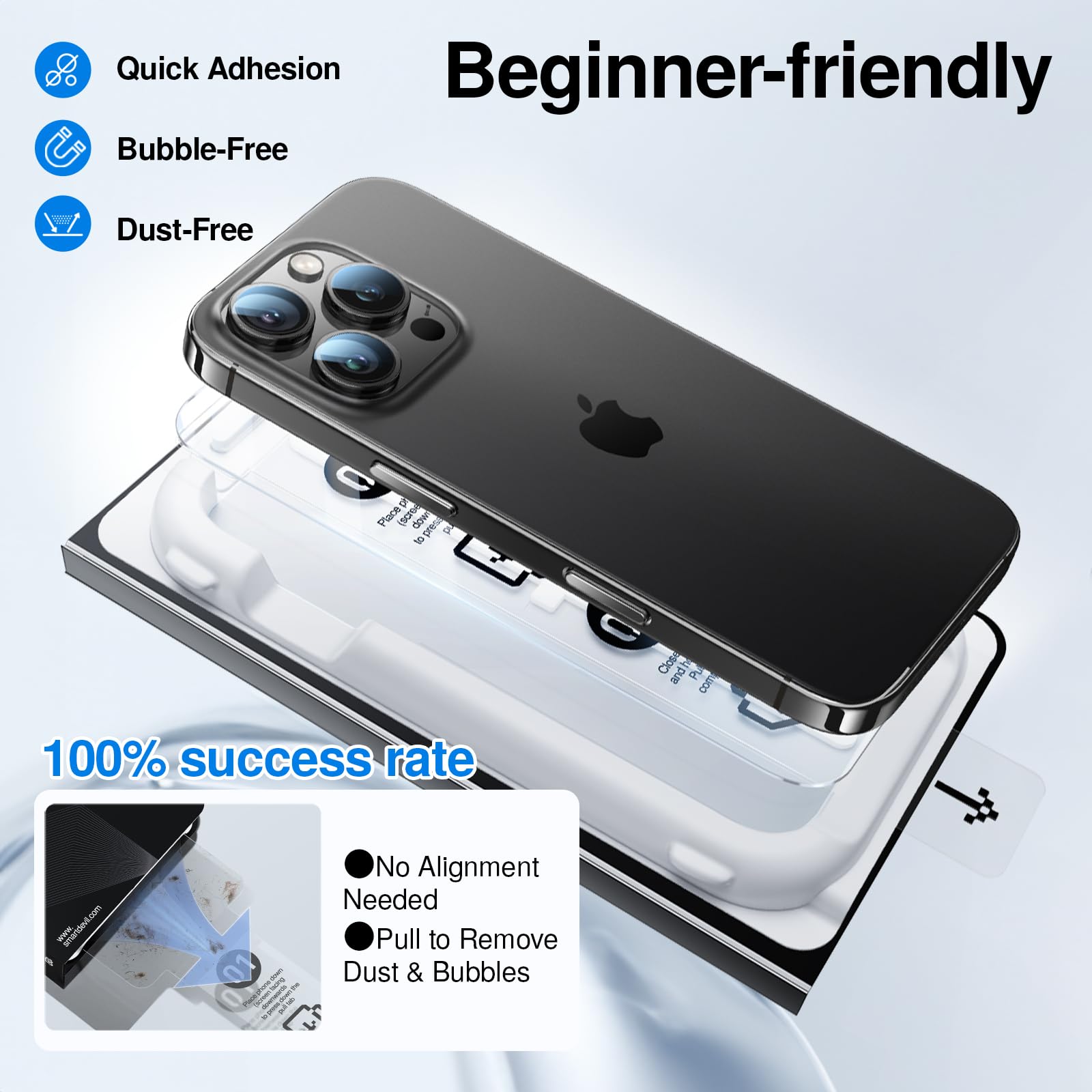 Smartdevil 3 Pack Screen Protector For Iphone 15 Pro Max, Bubble And Dust Free Box, Hd Tempered Glass, Military Grade Shatterpro