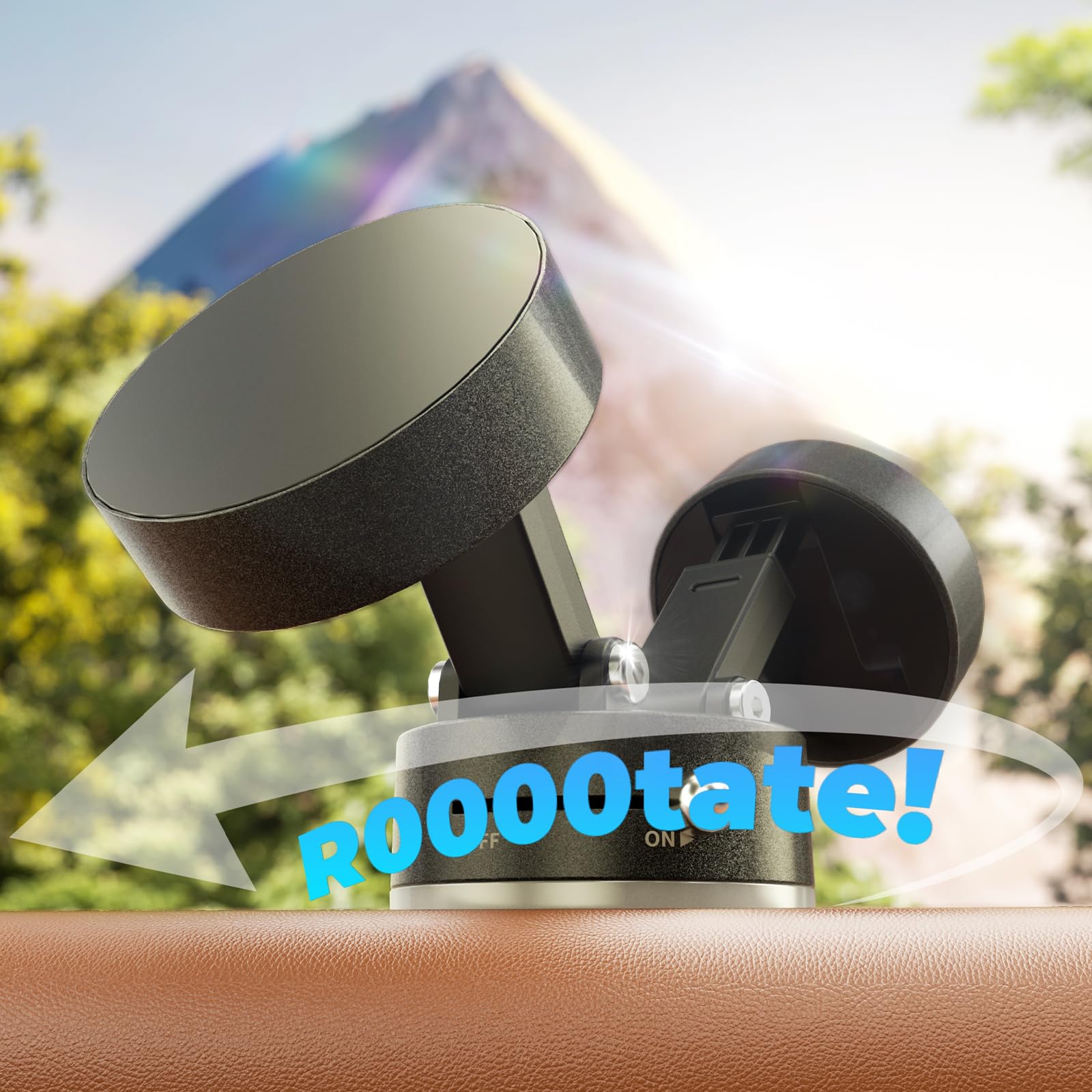 Ueemee Foldable Vacuum Magnetic Car Phone Holder For Magsafe, 360 Rotatable Suction Phone Mount, Strong Suction Cup (A2)