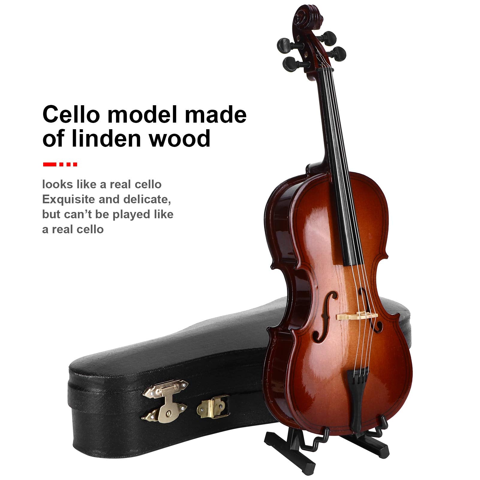 Mini Cello Model Ornament, Miniature Cello With Case Desk Display Bass Musical Instrument Wooden Decoration Delicate Gift Home D