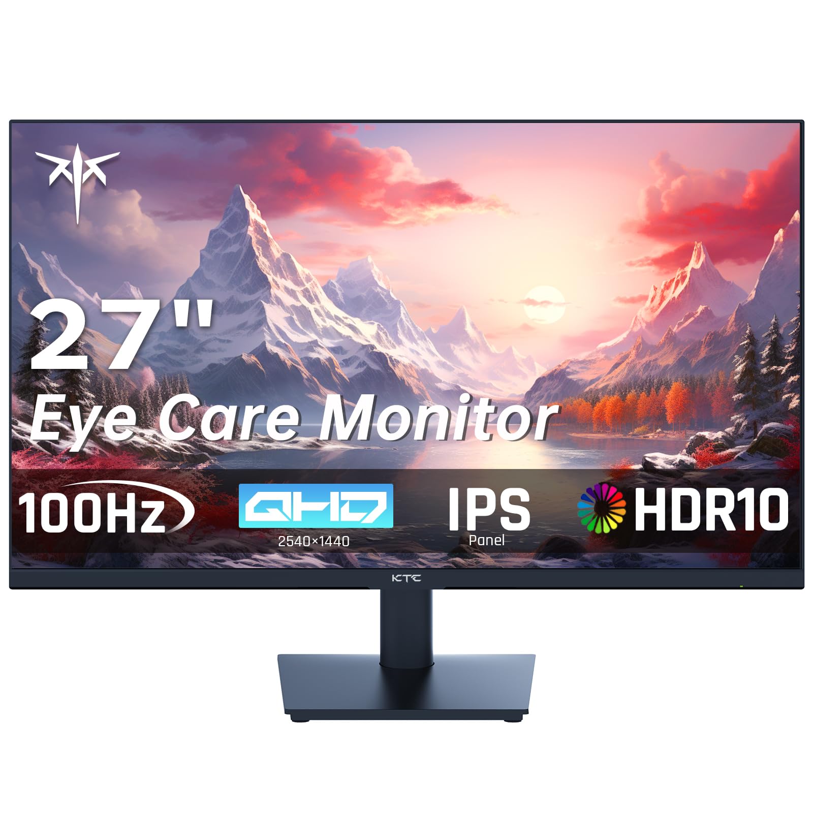 Ktc 27 Inch Qhd Computer Monitor, 2K 100Hz Ips Gaming Monitor, 1440P Frameless Eye Care Pc Office Monitor With Hdmi/Dp, Freesync