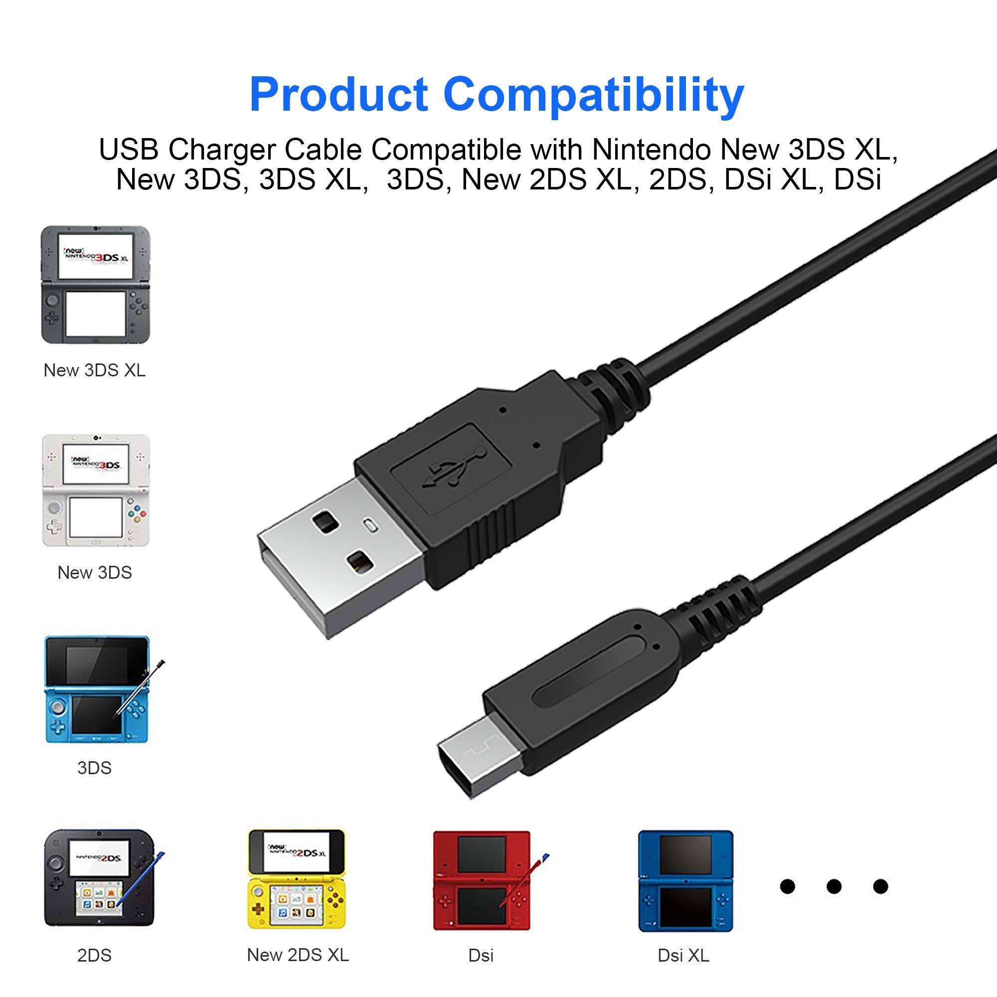 Dsi Usb Charger Cable Kit, Dsi Charger Cable And Stylus Pen Compatible With Nintendo Dsi, Play And Charge Power Charging Cord Fo