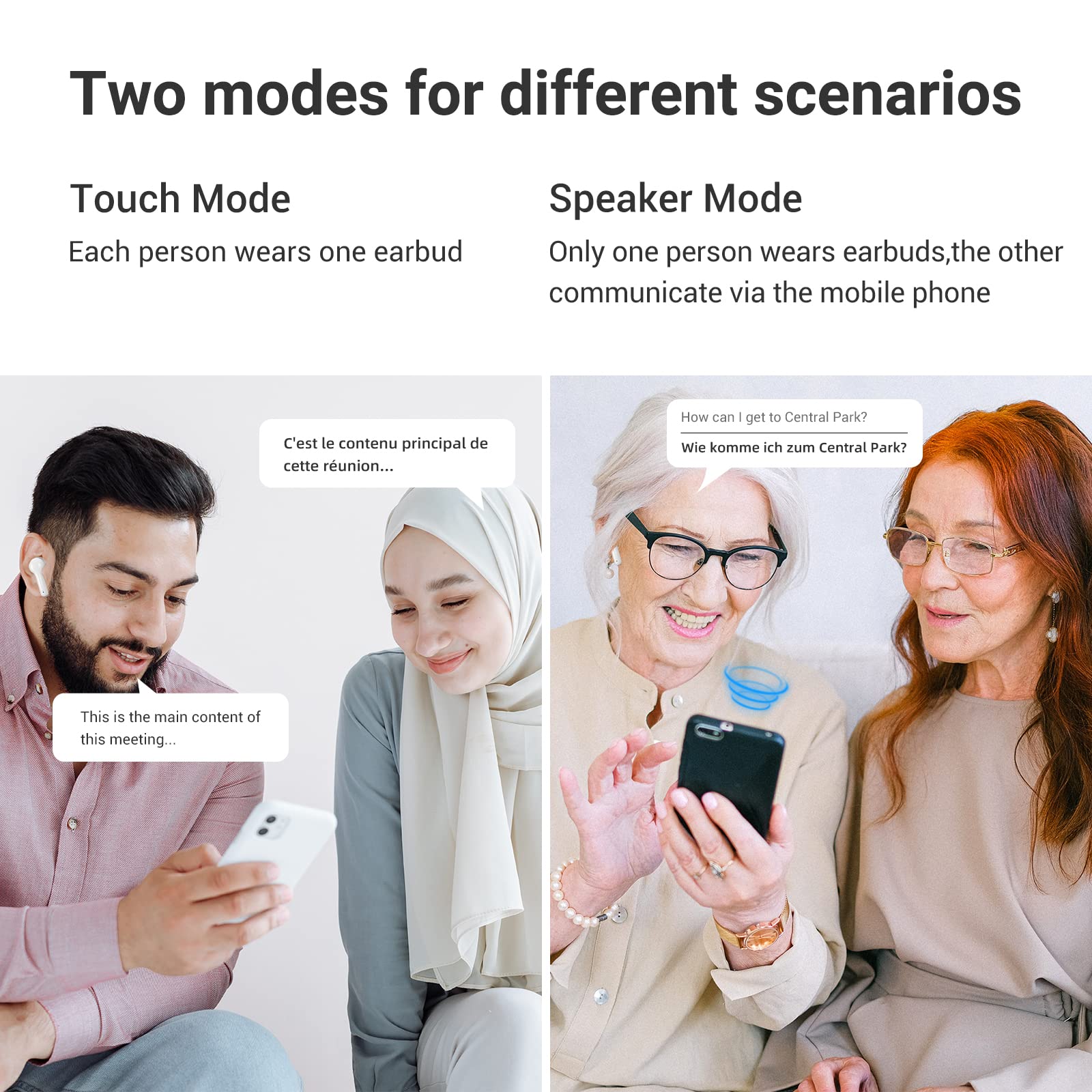 Wooask Translator Earbuds Online Translation 71 Languages And 56 Accents 3 In 1 Translator Earphones Music Calling And Translati