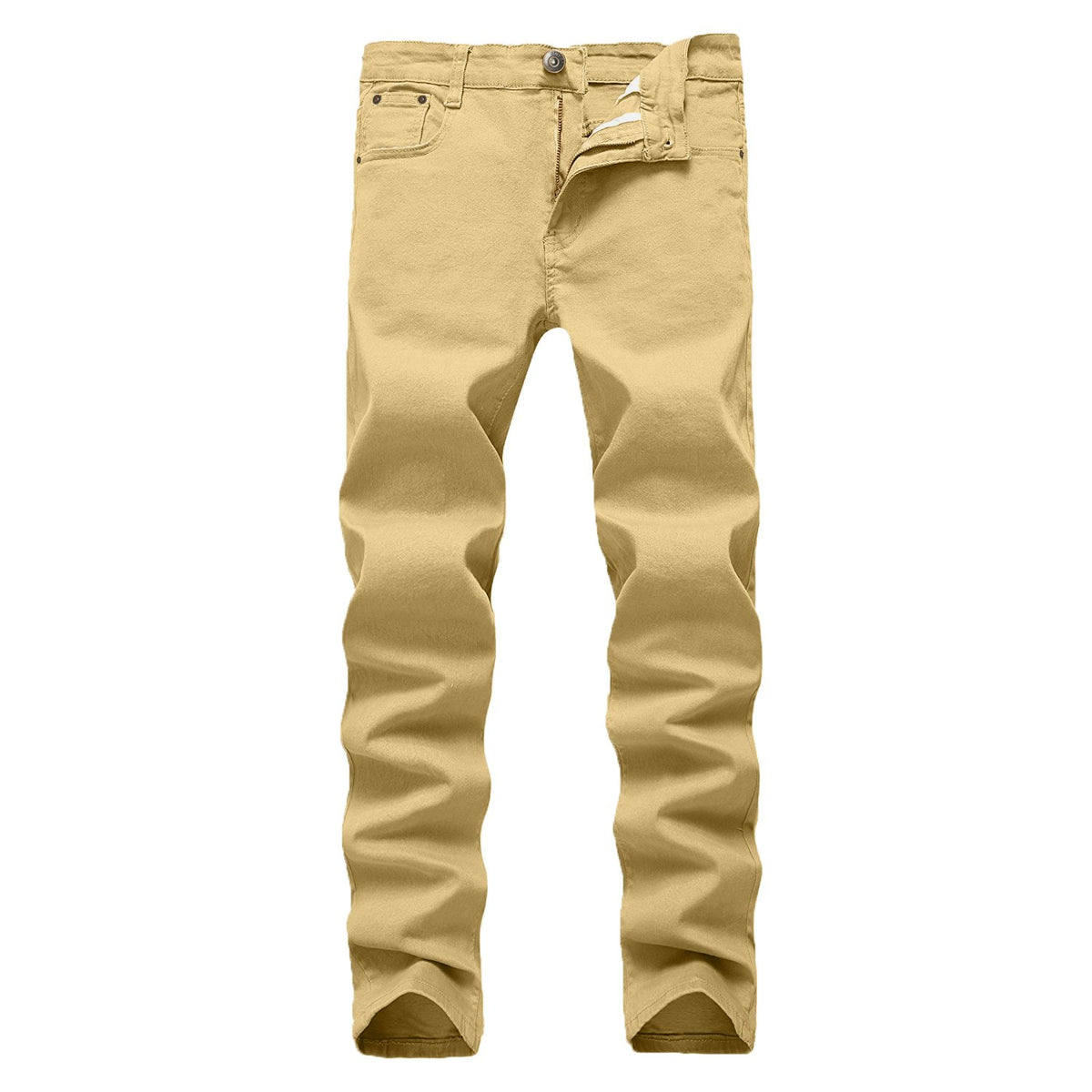 Wulful Mens Skinny Slim Fit Stretch Comfy Fashion Denim Jeans Pants Khaki