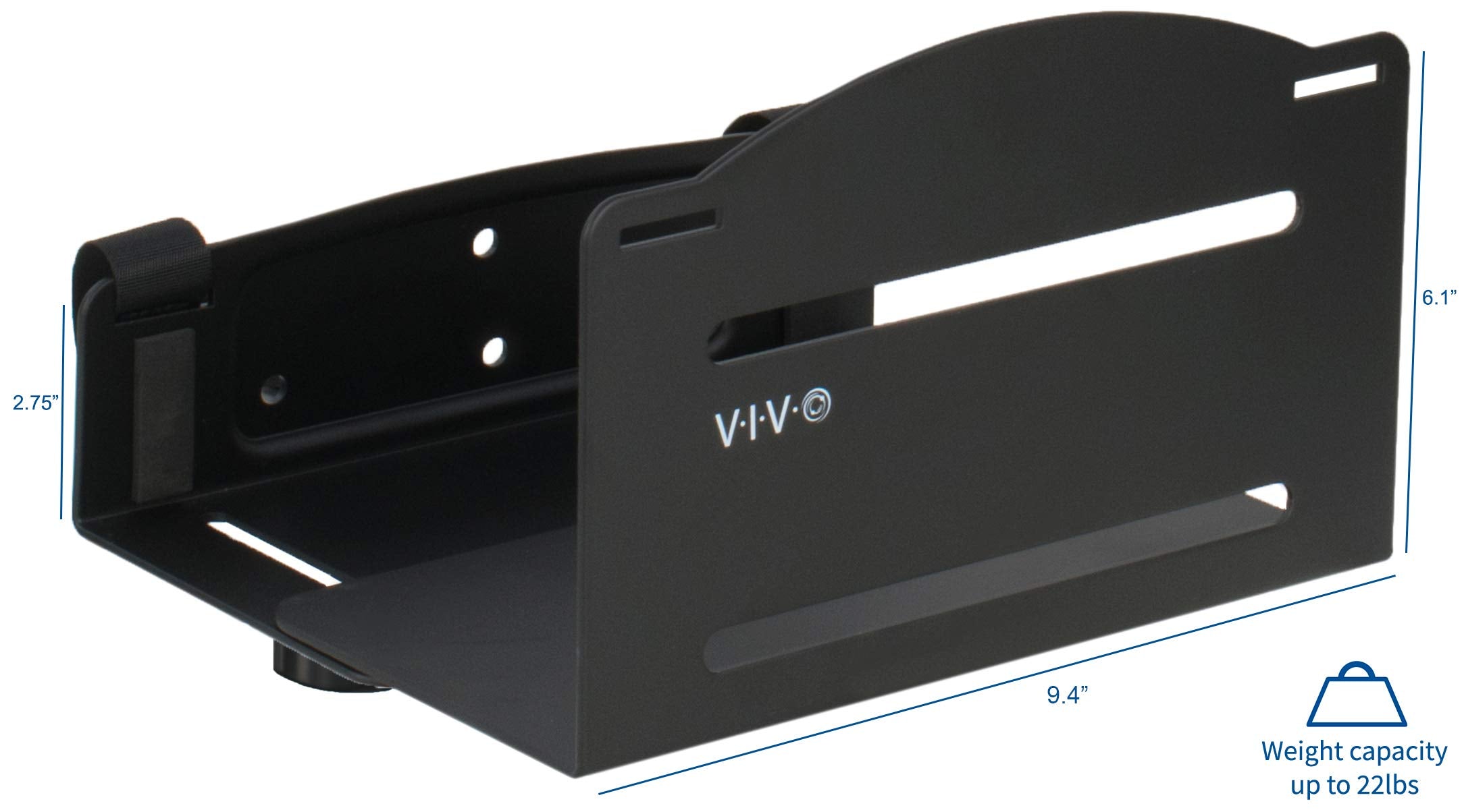 Vivo Universal Pc Wall Mount, Adjustable Steel Bracket, Computer Case, Open Frame Cpu Strap Holder, Black, Mount Pc03V