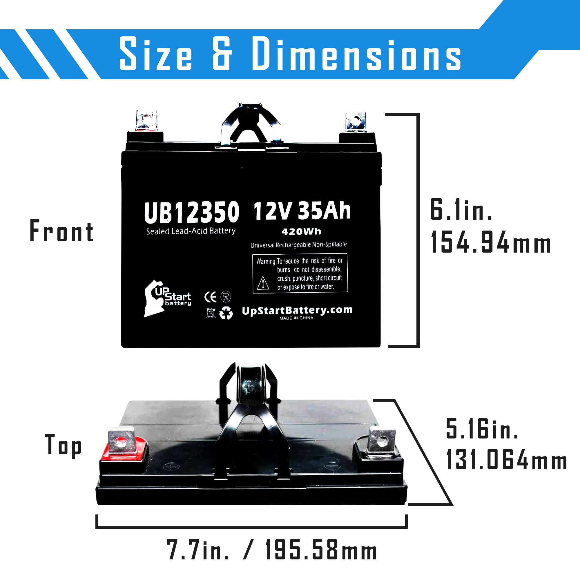 2 Pack Replacement For Invacare Leo Battery   Replacement Ub12350 Universal Sealed Lead Acid Battery (12V, 35Ah, 35000Mah, L1 Te