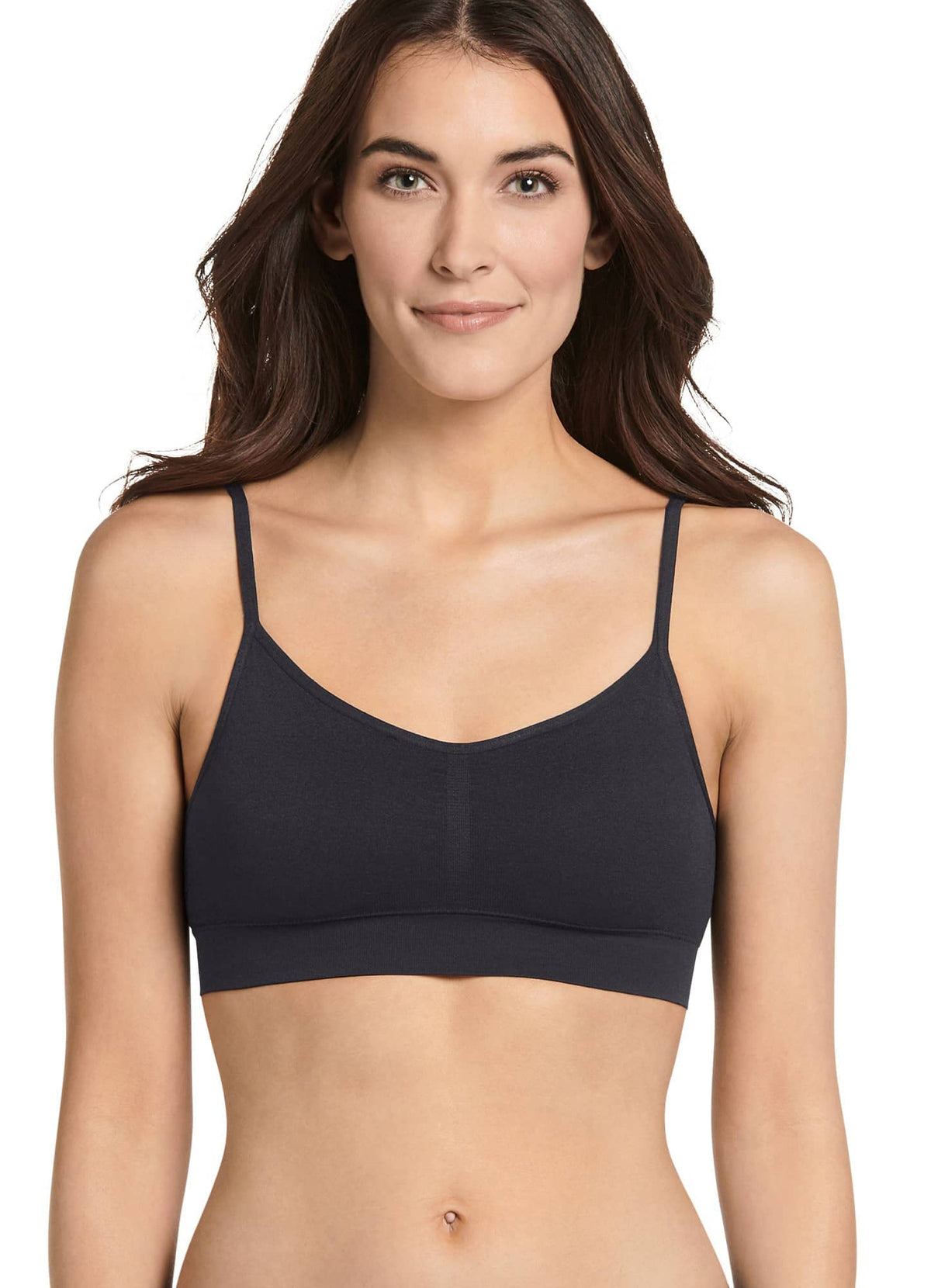 Jockey Womens Bra Modern Micro Seamfree Cami Strap Bralette, Black, S