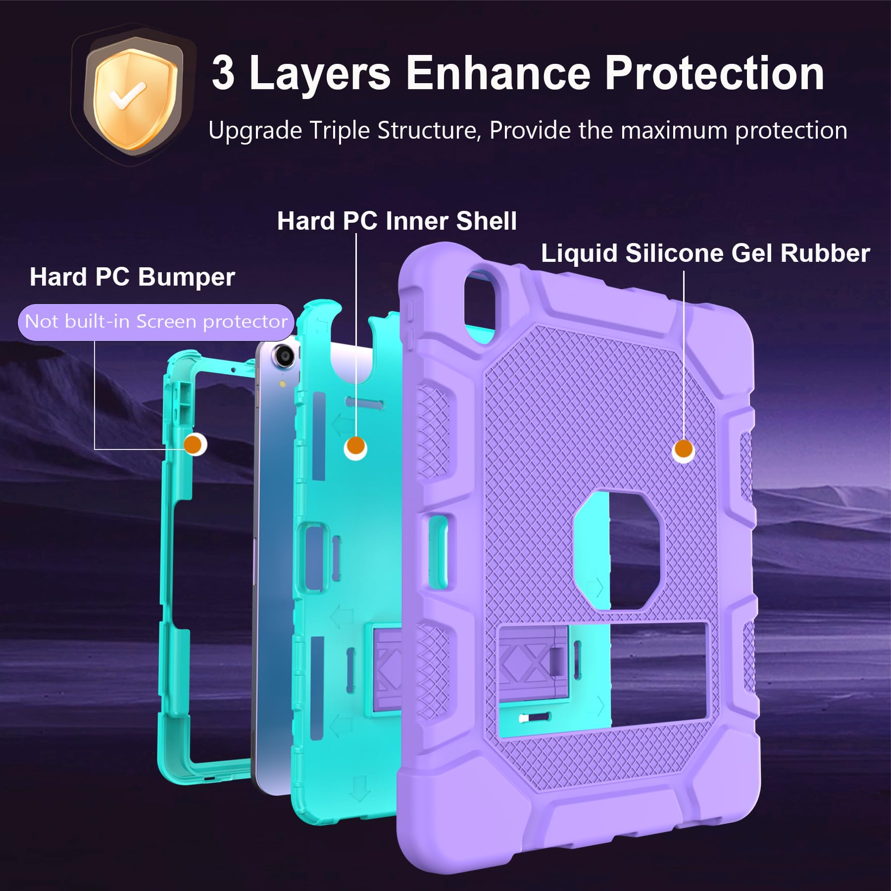 Rantice Ipad Air Case 11 Inch M2 (2024) /Ipad Air 5Th/4Th Gen 10.9'', Shockproof Rugged Case With Kickstand & Pencil Holder, Dro