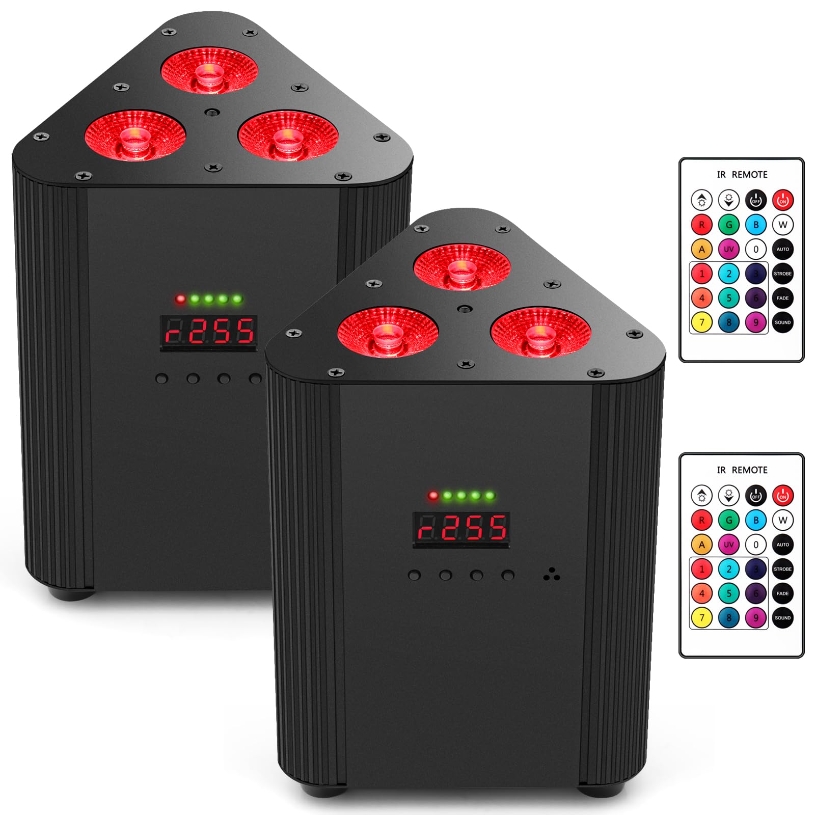 Battery Powered Stage Par Lights - OPPSK Rechargeable Par Lights 2 Pack with 4IN1 RGBW Full Color LED Remote DMX Control Wireles