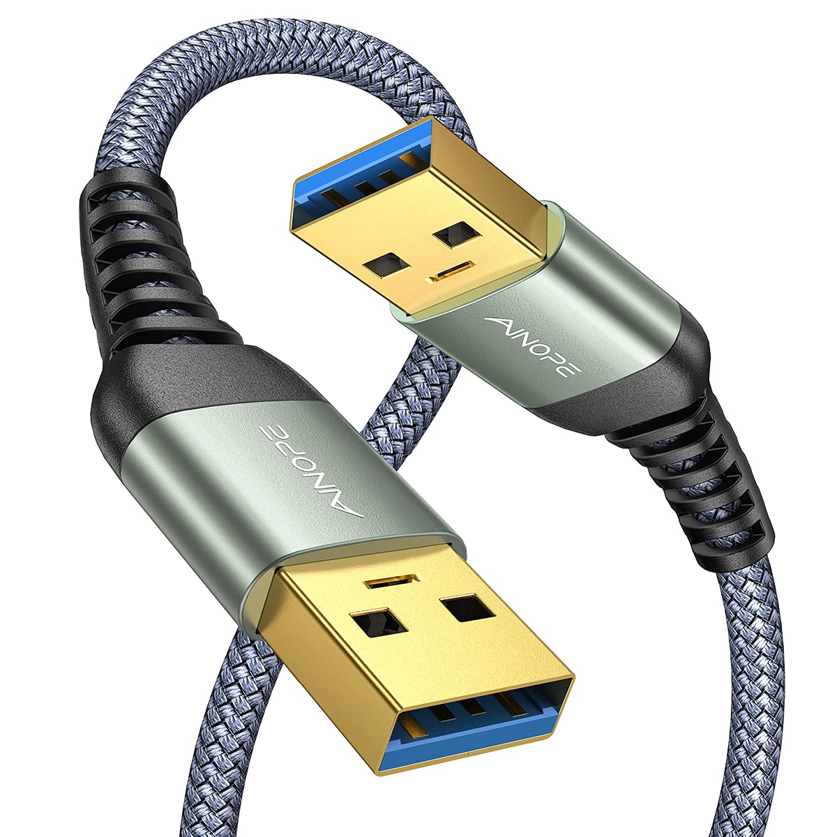 Ainope [2 Pack] Usb 3.0 Cable, Usb To Usb Cable, Usb A Male To Male Cable [3.3Ft+ 3.3Ft] [Never Rupture] Double End Usb Cord Com